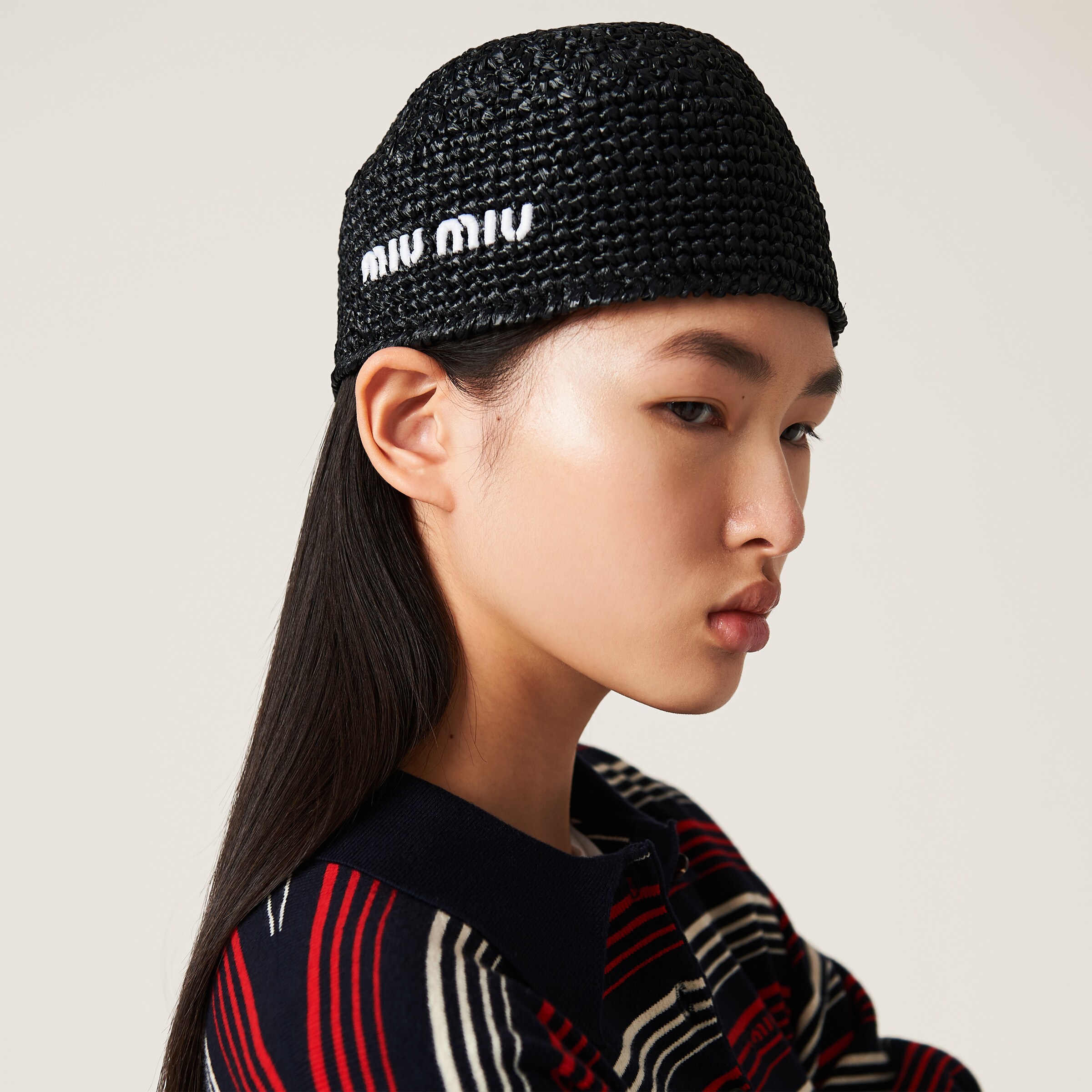 Black Crochet Hat Miu Miu