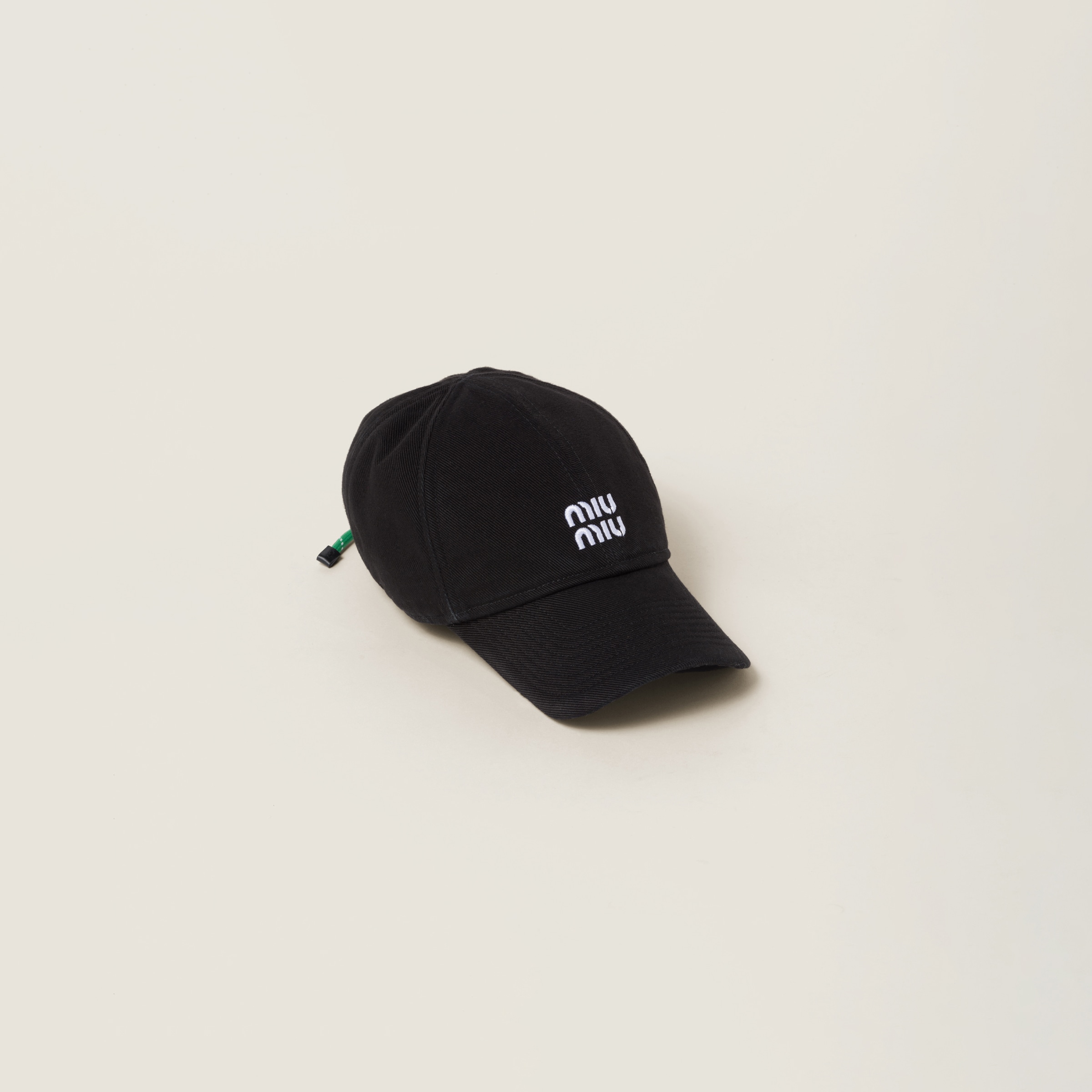 Miumiu Denim Baseball Cap In Black/emerald Green