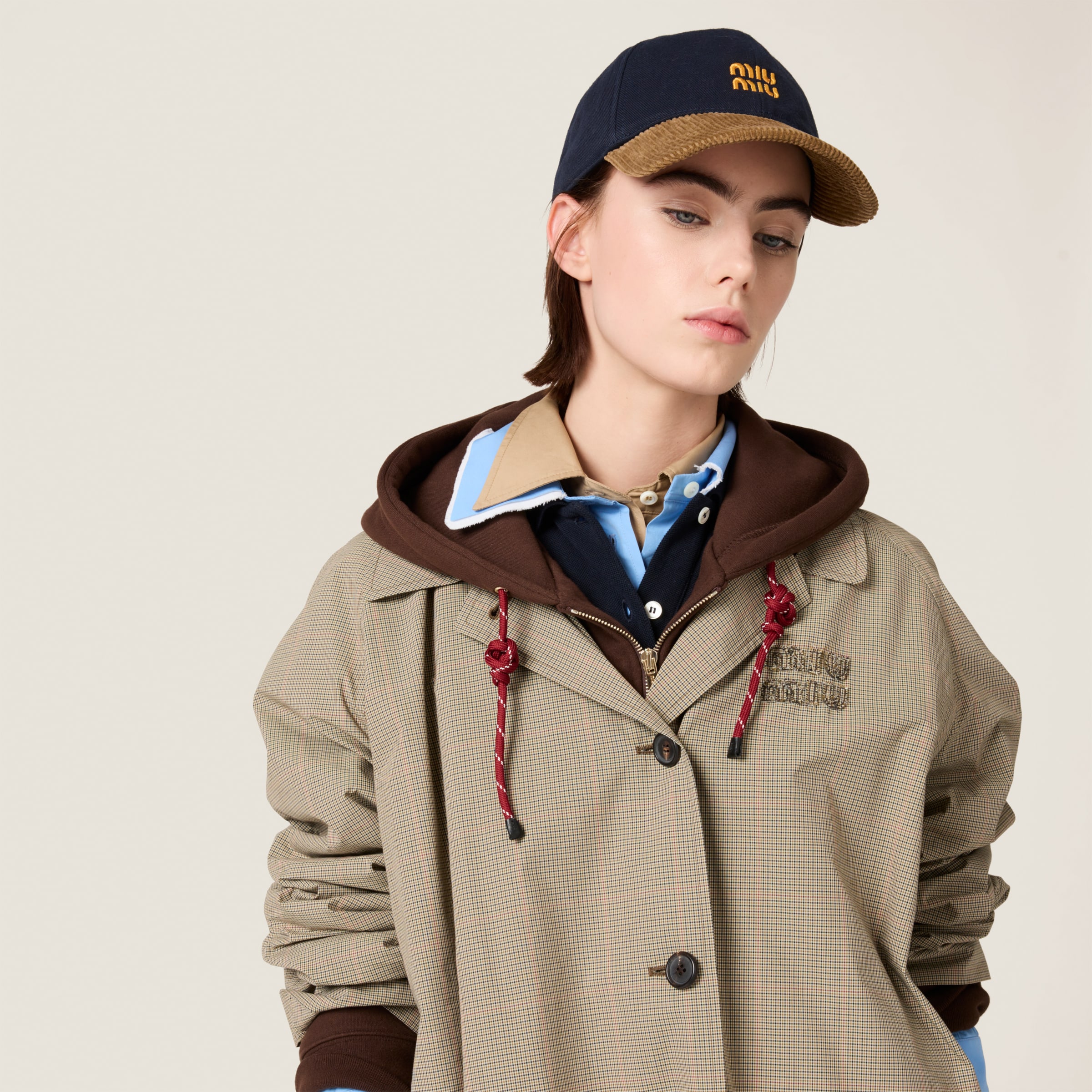 Navy Denim And Corduroy Baseball Cap | Miu Miu
