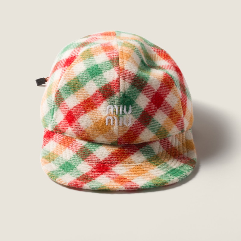 格纹羊毛棒球帽