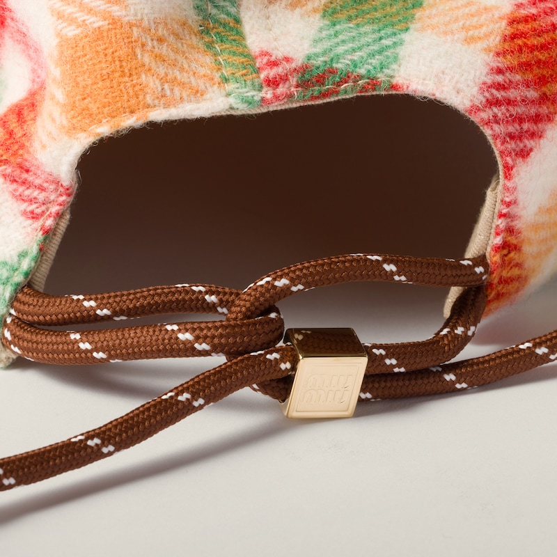 格纹羊毛棒球帽