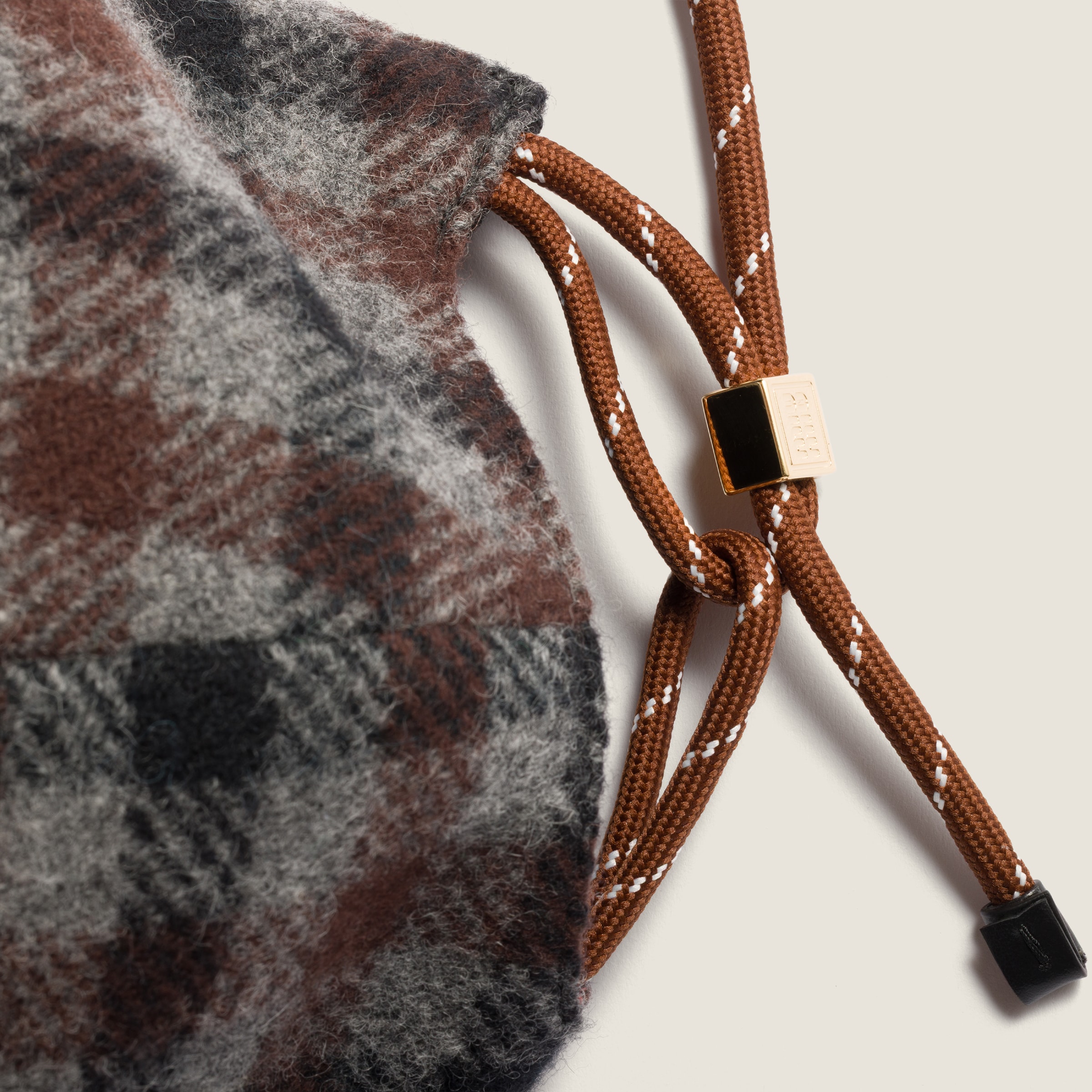 グレー/ココアブラウン ウールチェック柄 ベースボールキャップ