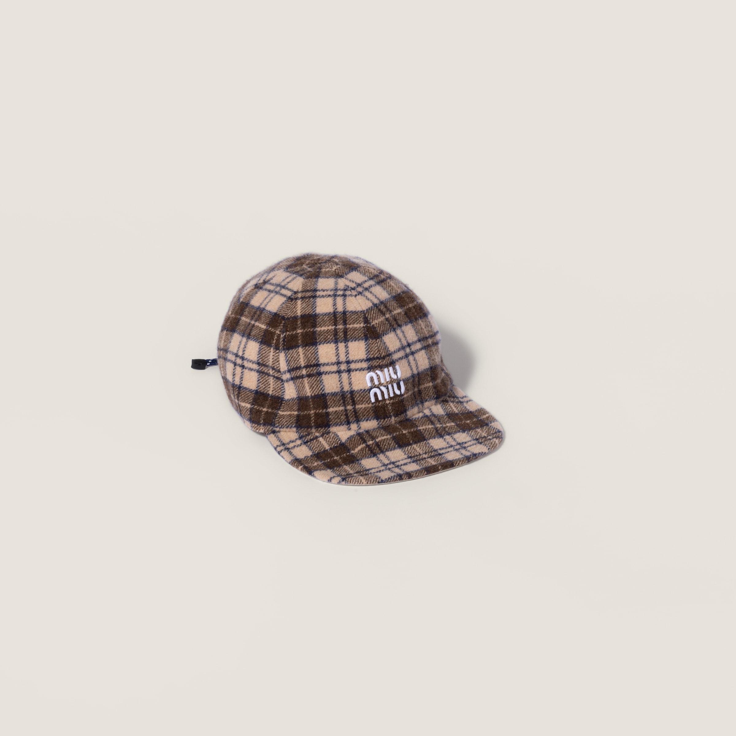 Plaid and Panama cotton baseball cap by Miu Miu