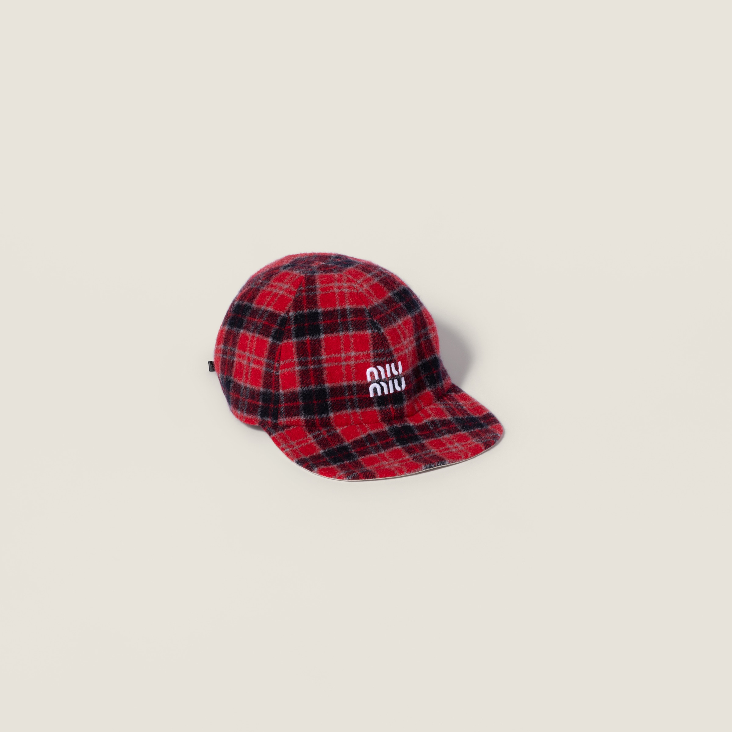 Plaid and Panama cotton baseball cap by Miu Miu