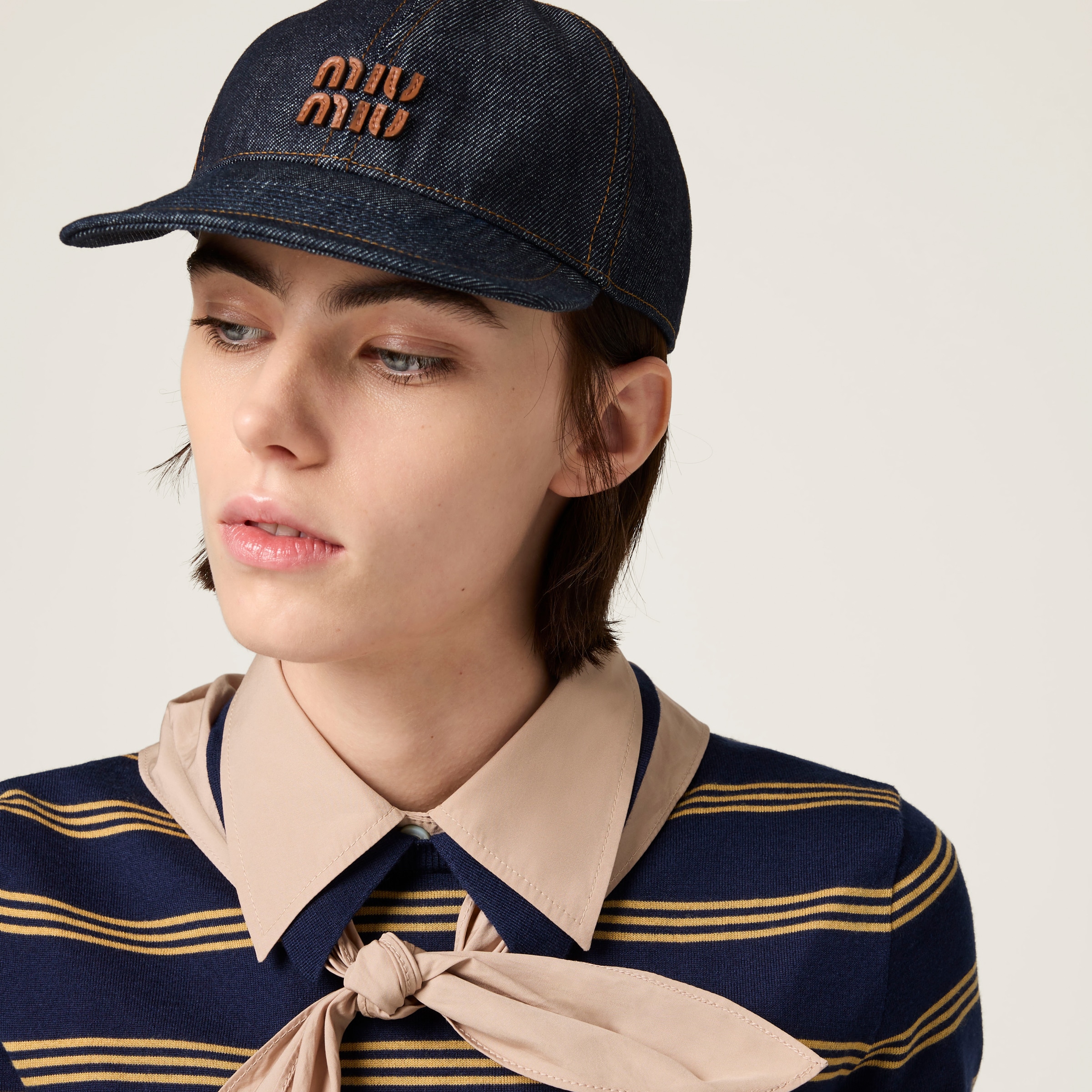 Blue/brandy Denim Baseball Cap | Miu Miu - United States