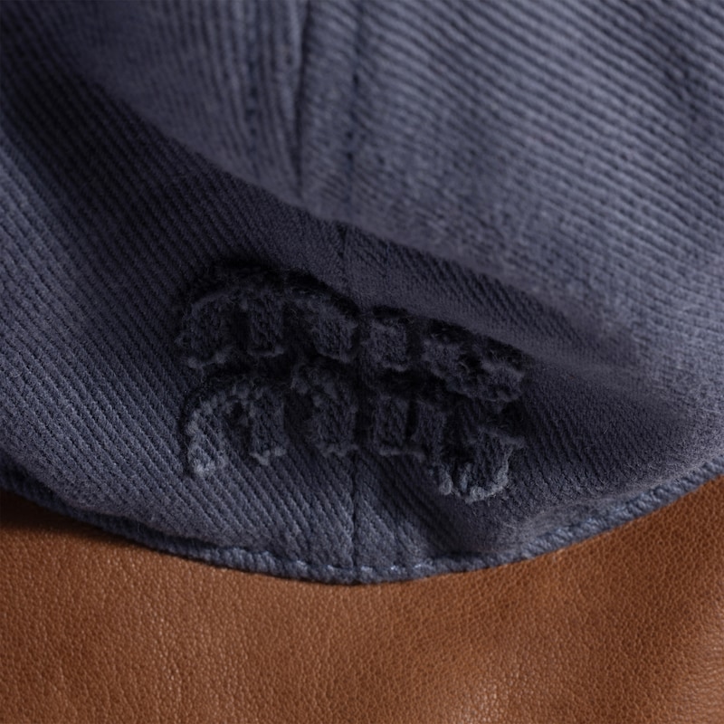 Drill and nappa leather baseball cap