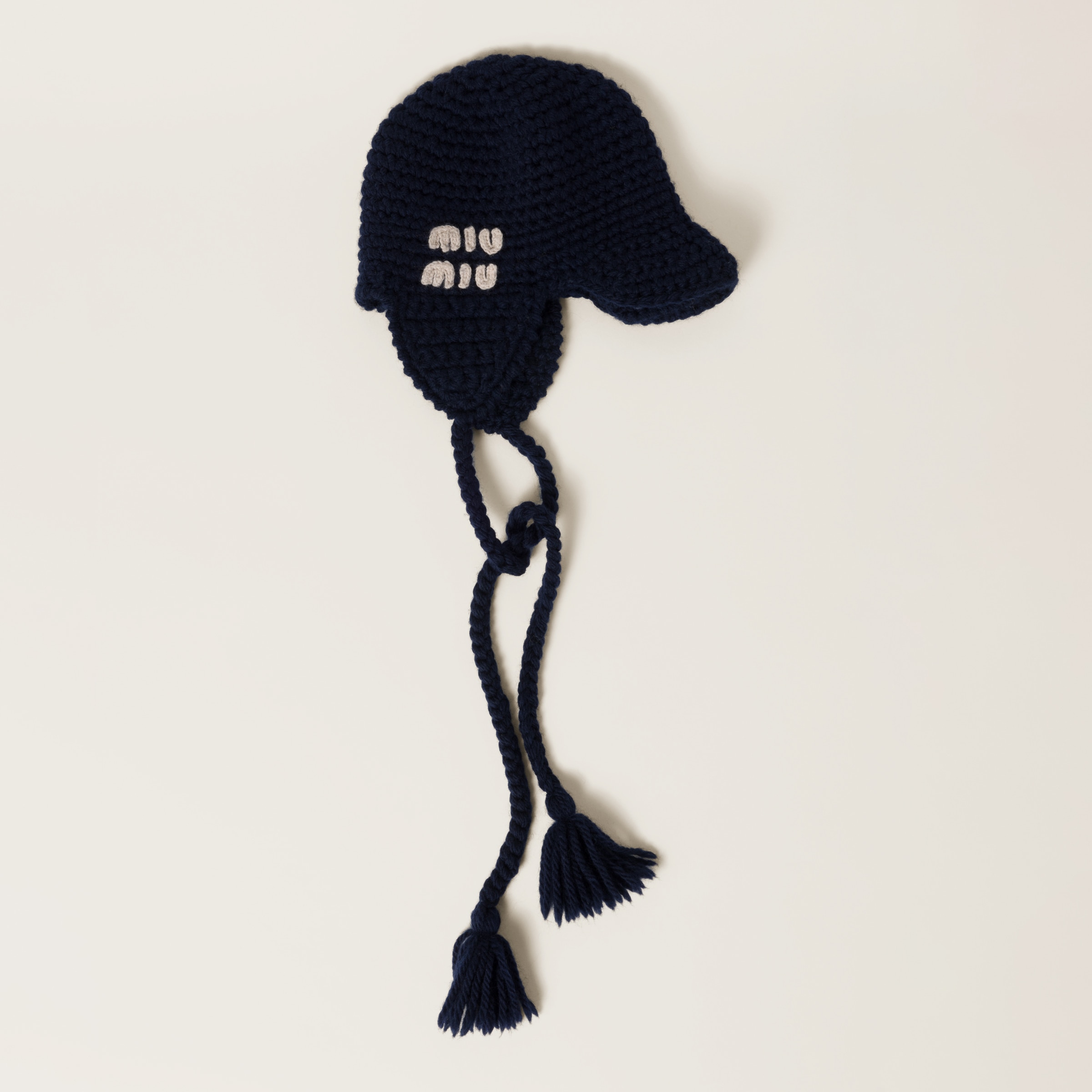 Miu Miu Wool Trapper Hat In Blue/chalk White