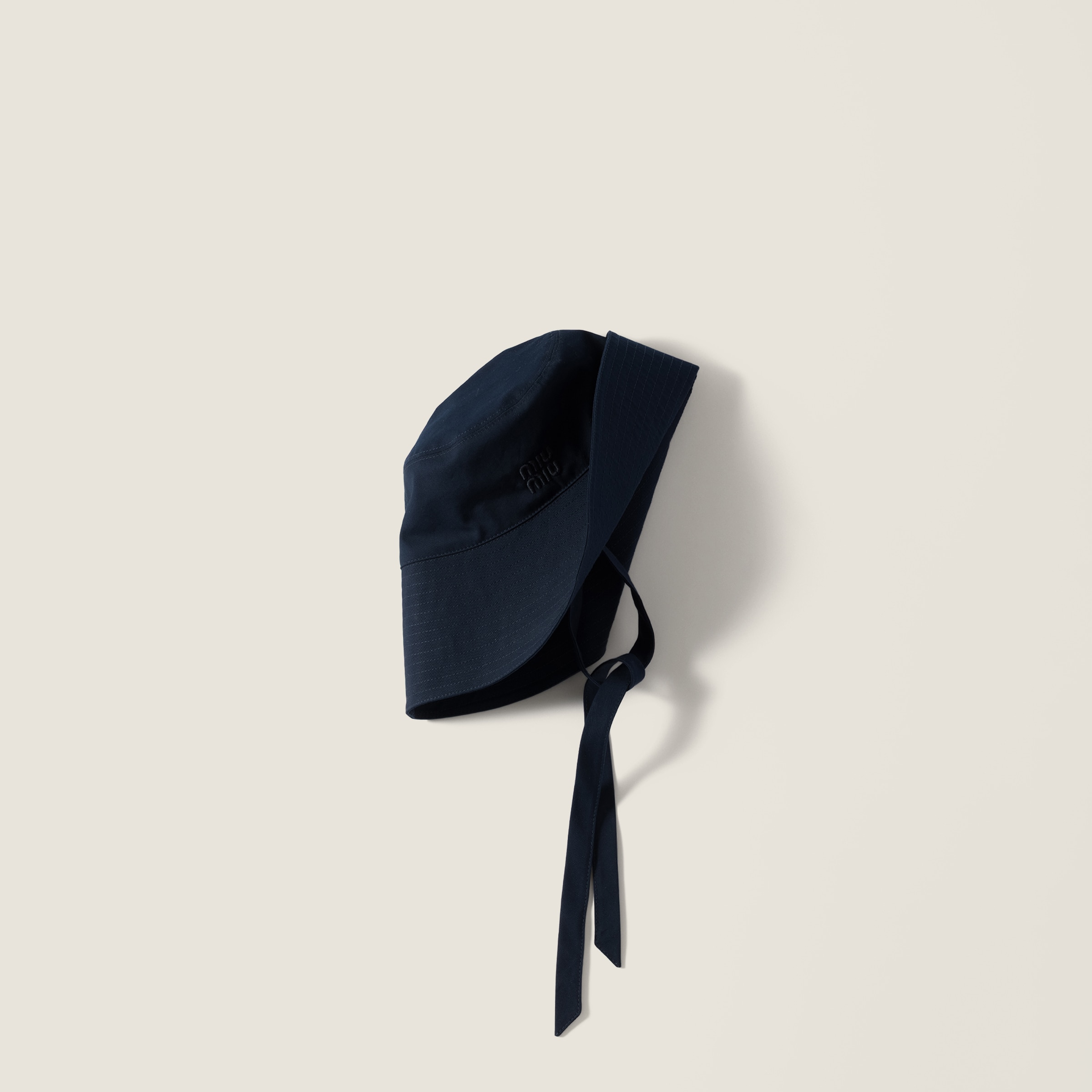 Navy Wide-brimmed Poplin Bucket Hat | Miu Miu - Hong Kong SAR China