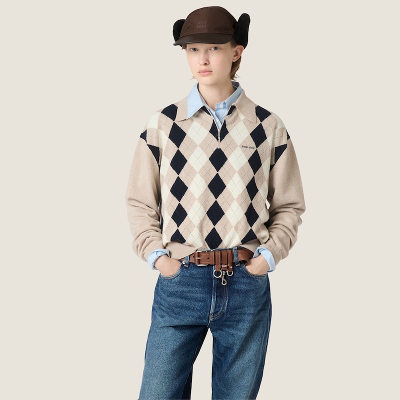 Casquette en tissu technique et shearling