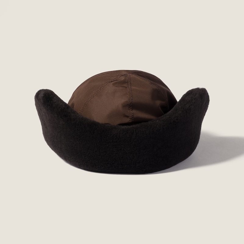 Casquette en tissu technique et shearling