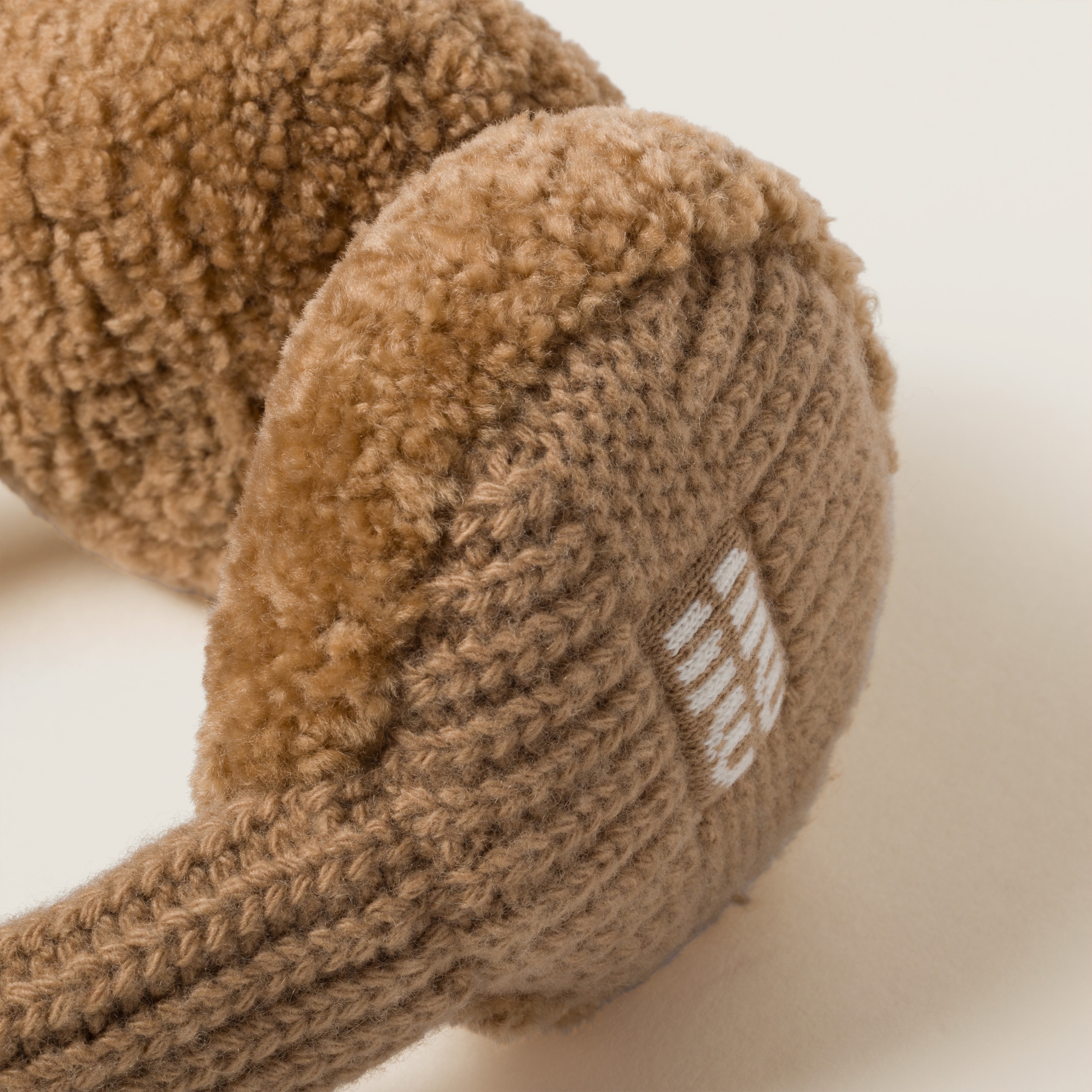 Miu Miu Wool, Cashmere And Shearling Ear Muffs In Camel Brown