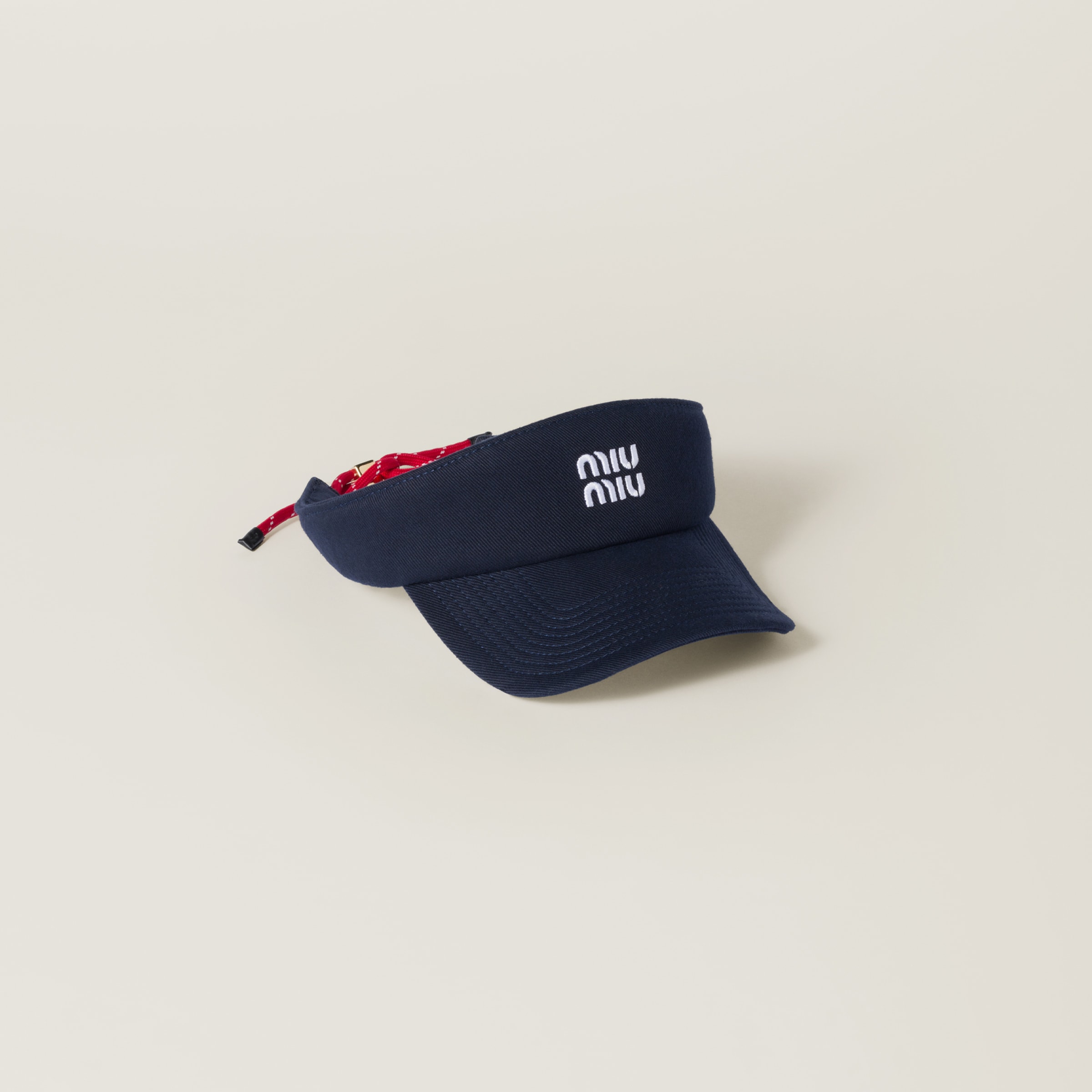 Miu Miu Denim Visor In Blue/red