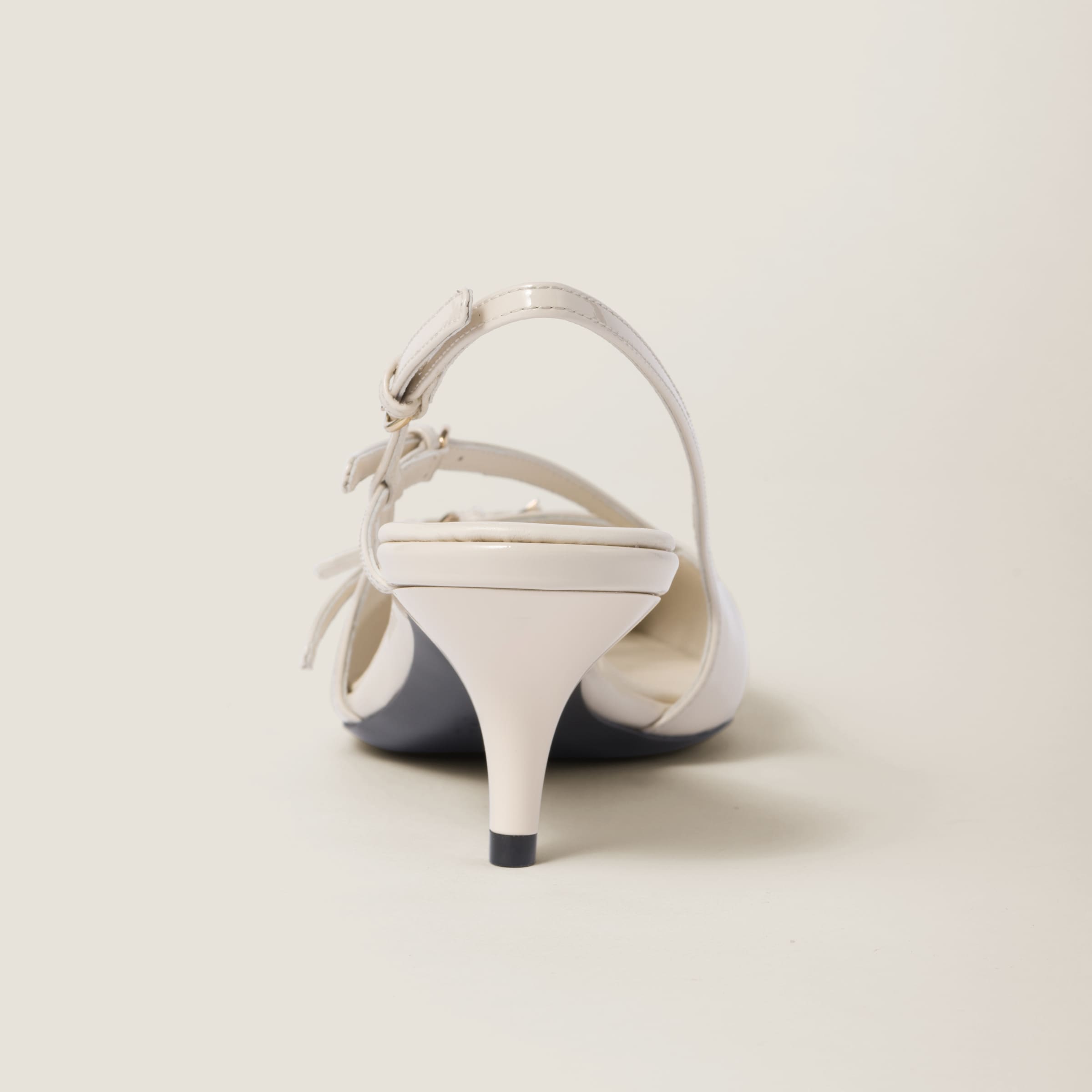 Ivory Patent Leather Slingbacks With Buckles | Miu Miu