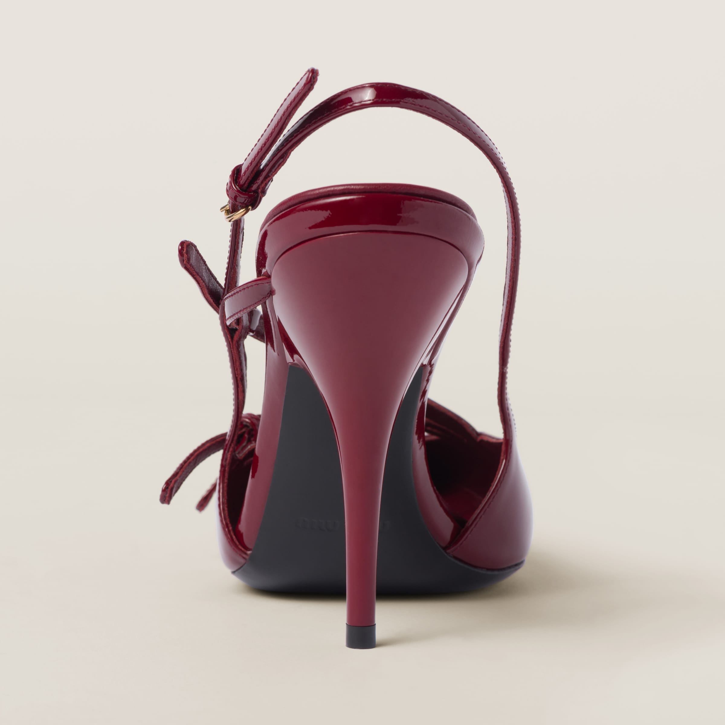 Crimson Patent Leather Slingbacks With Buckles | Miu Miu