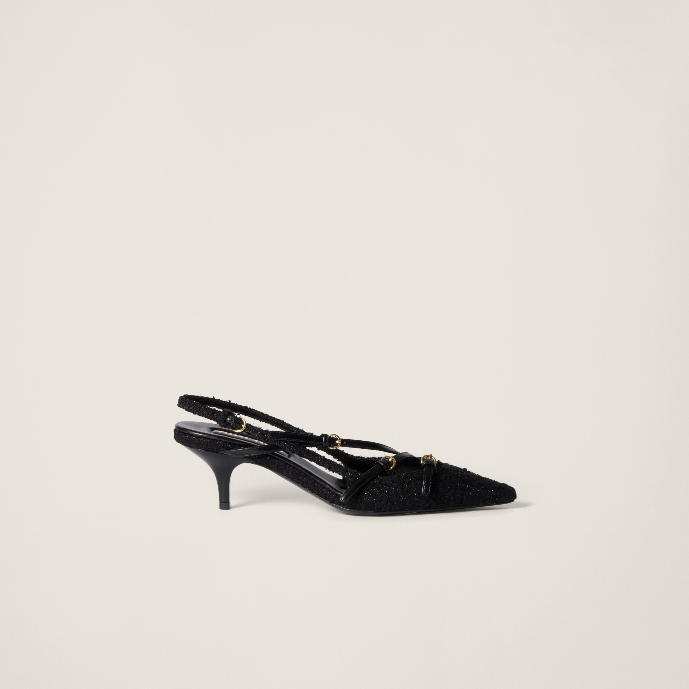 Black Fabric Slingbacks With Straps | Miu Miu