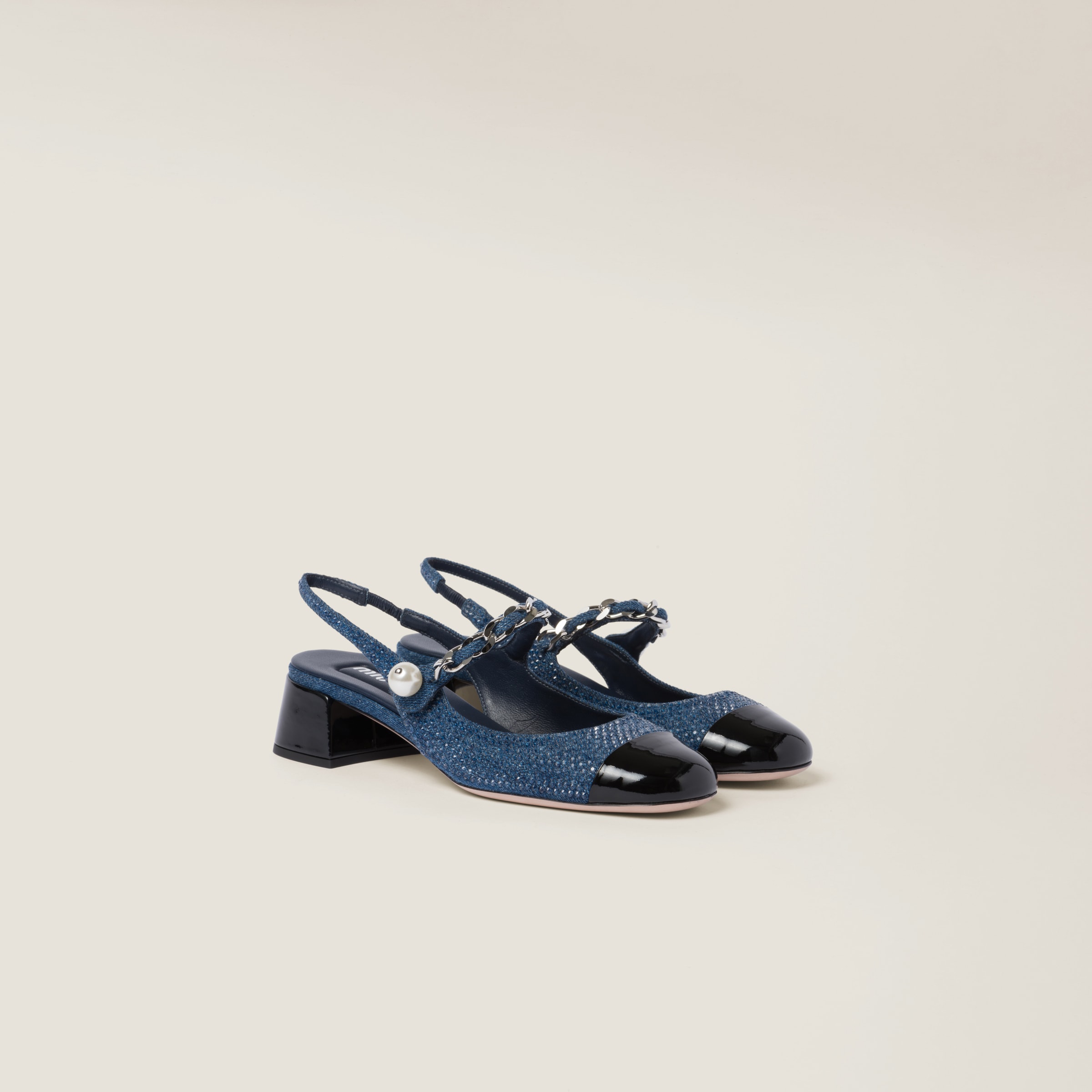 Miu miu denim shoes discount