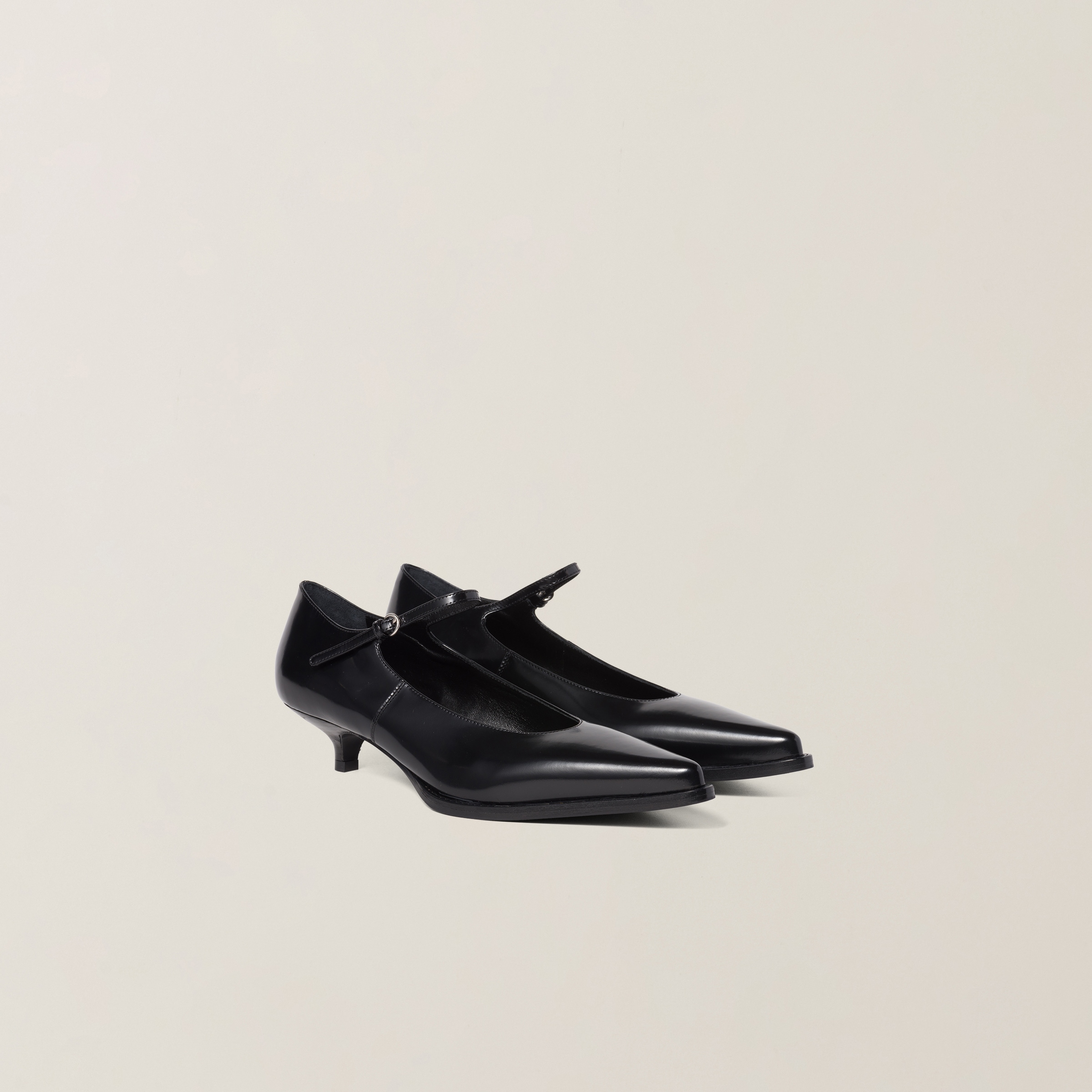 Miu Miu 35 Mary-jane Pumps In Brushed Leather In Black