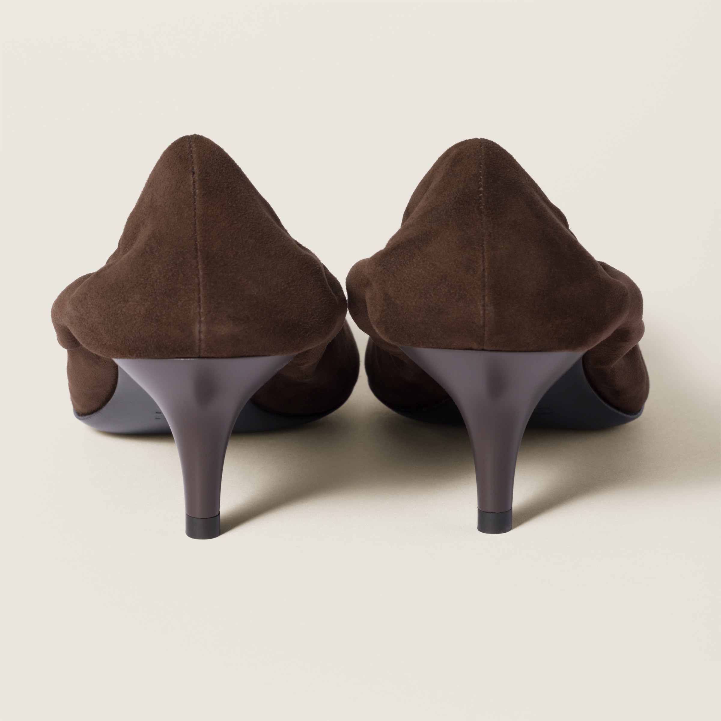Miu Miu 55 Ruched Suede Pumps