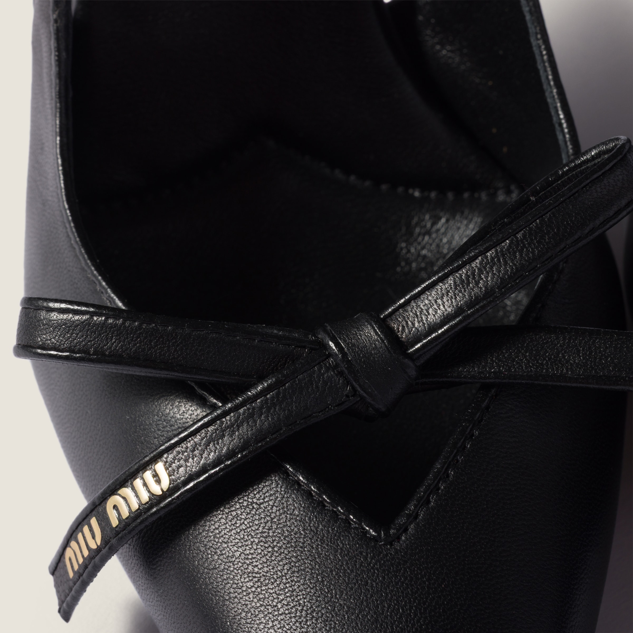 Black Leather Slingback Pumps With Bow | Miu Miu - United States Black Leather Slingback Pumps With Bow | Miu Miu - United States