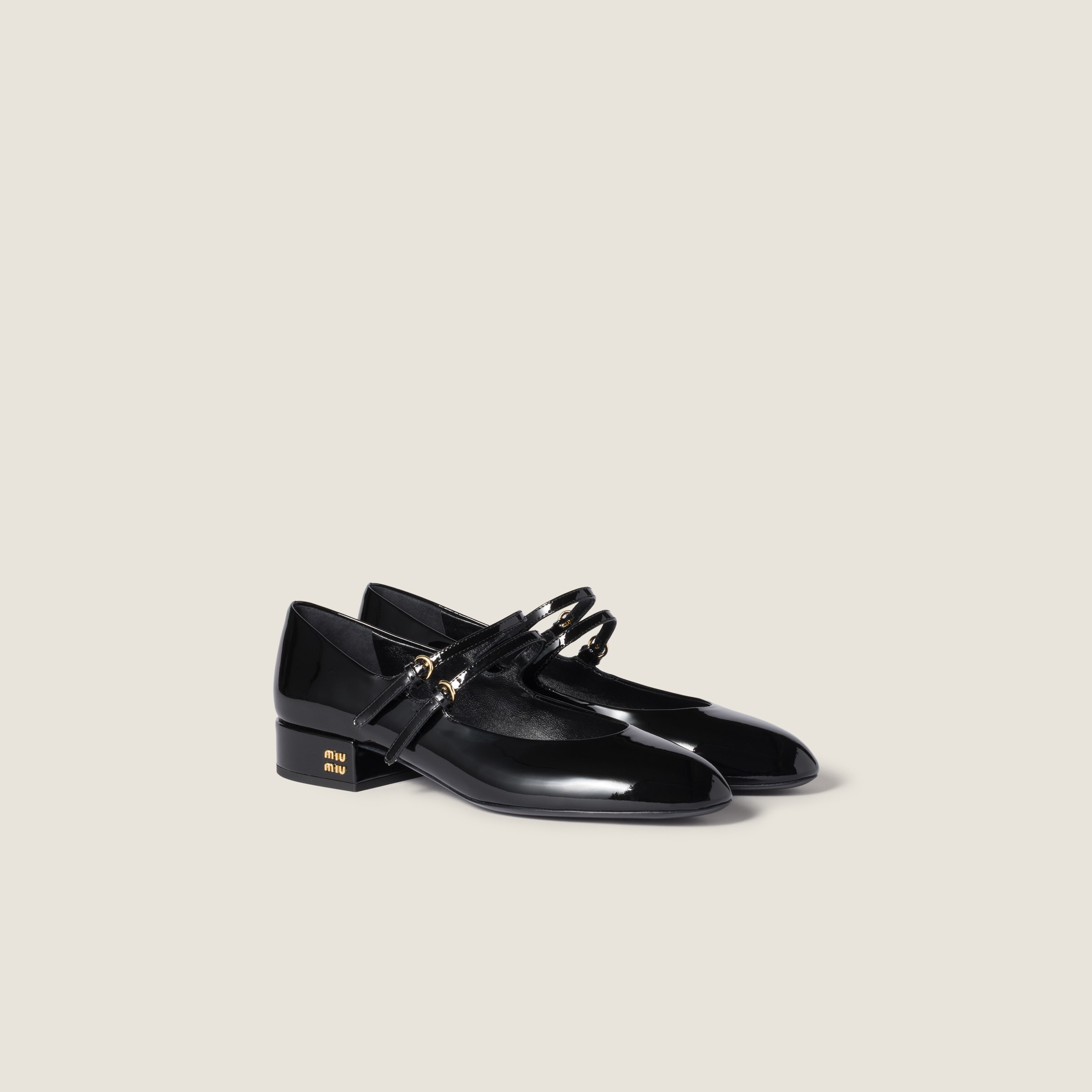 Miu Miu Patent Leather Slingback Pumps With Buckles