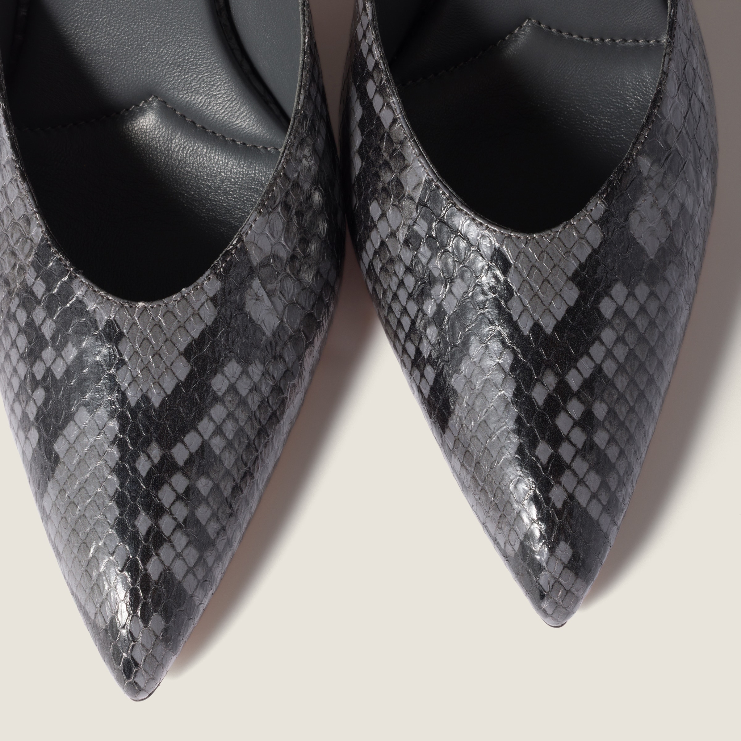 Miu Miu Python-print Ayers Leather Pumps In Gray