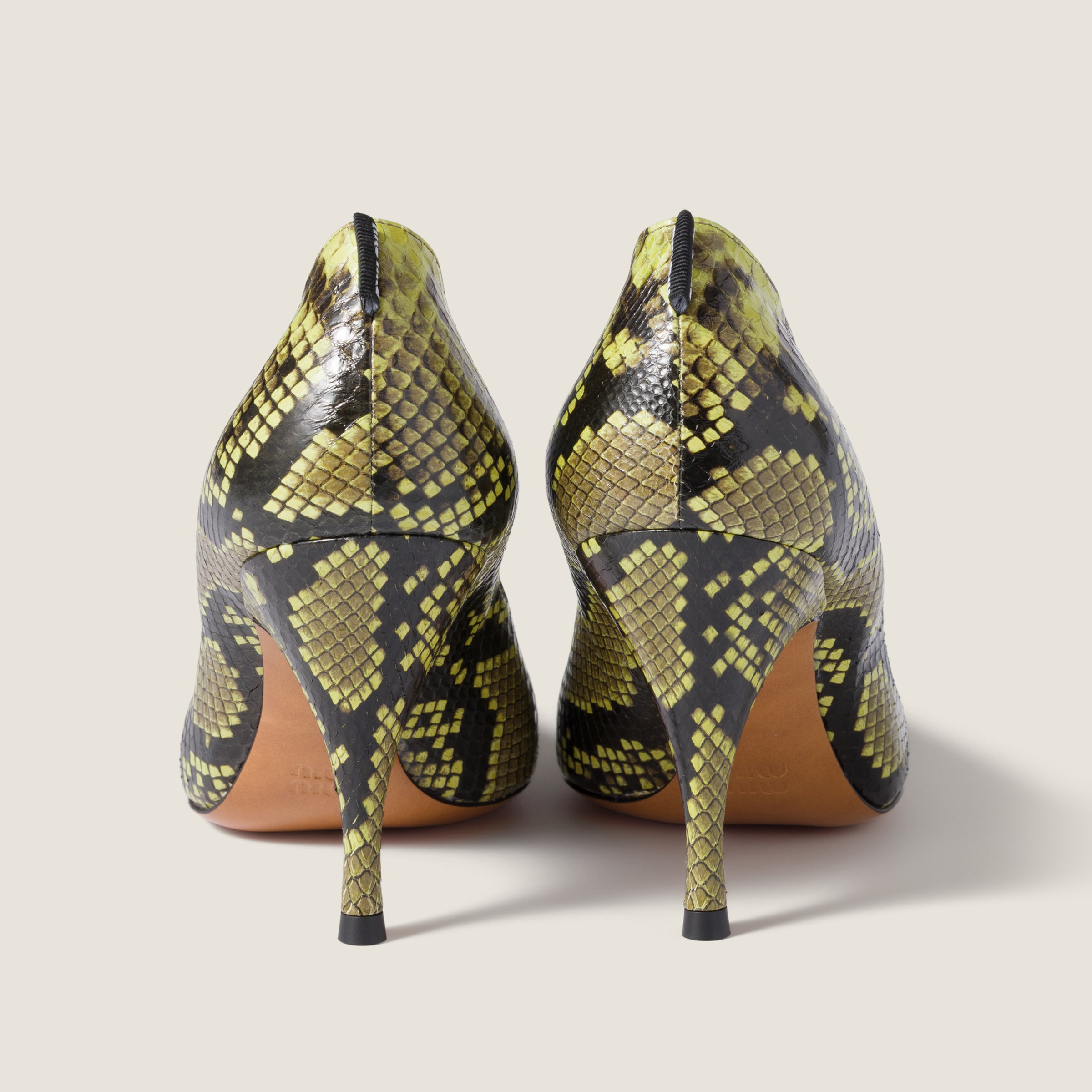 Fern Green Python-print Ayers Leather Pumps | Miu Miu