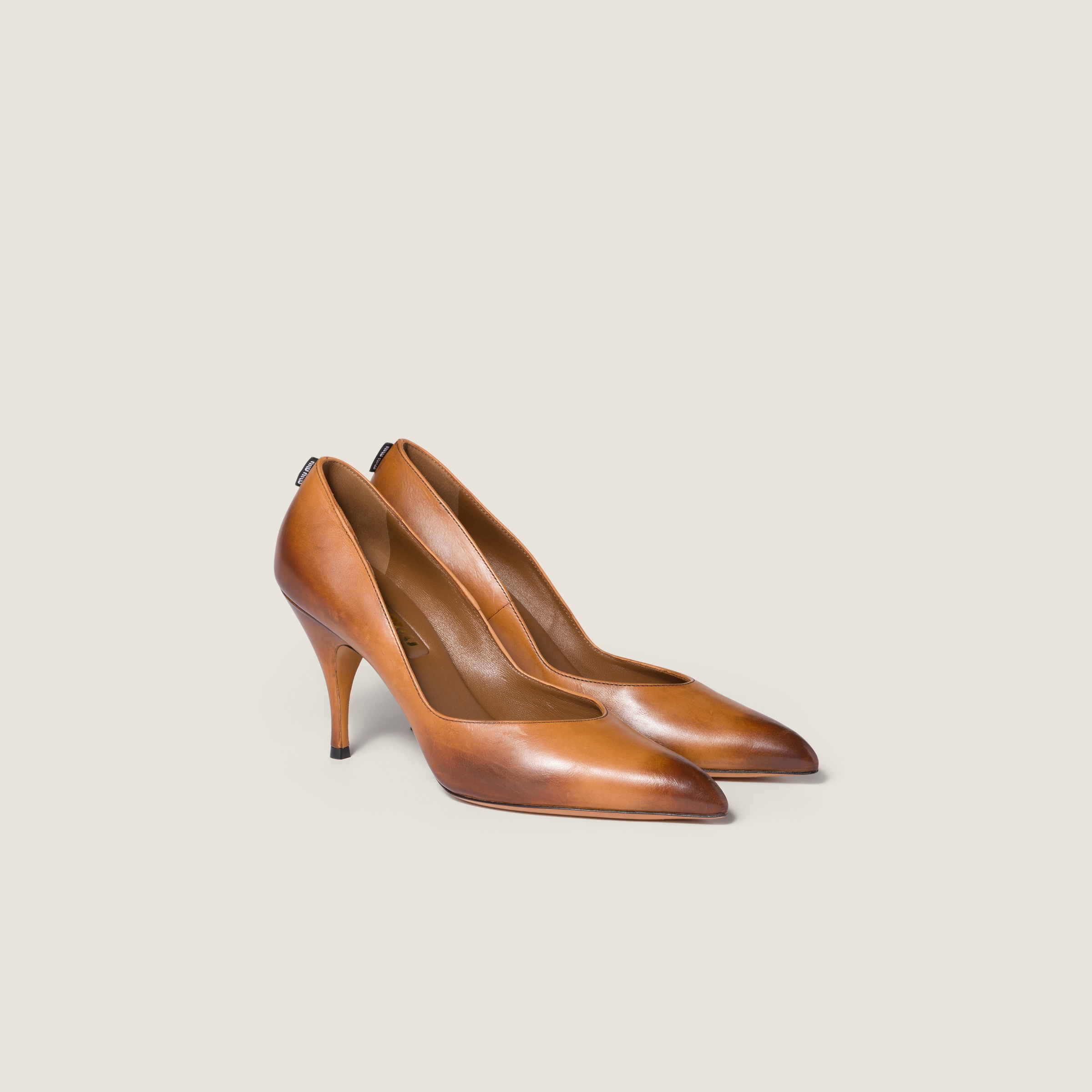 Miu Miu Leather Pumps In Brown