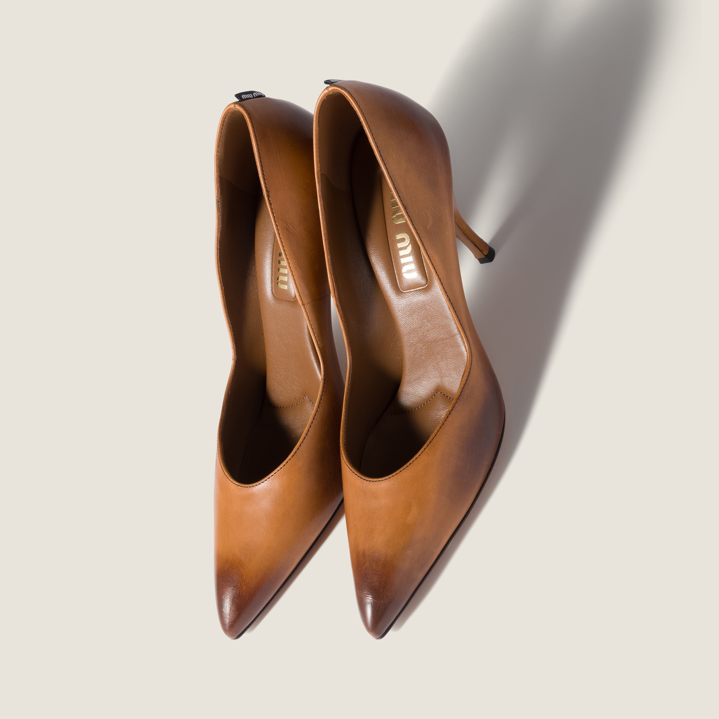 Miu Miu Leather Pumps In Brown