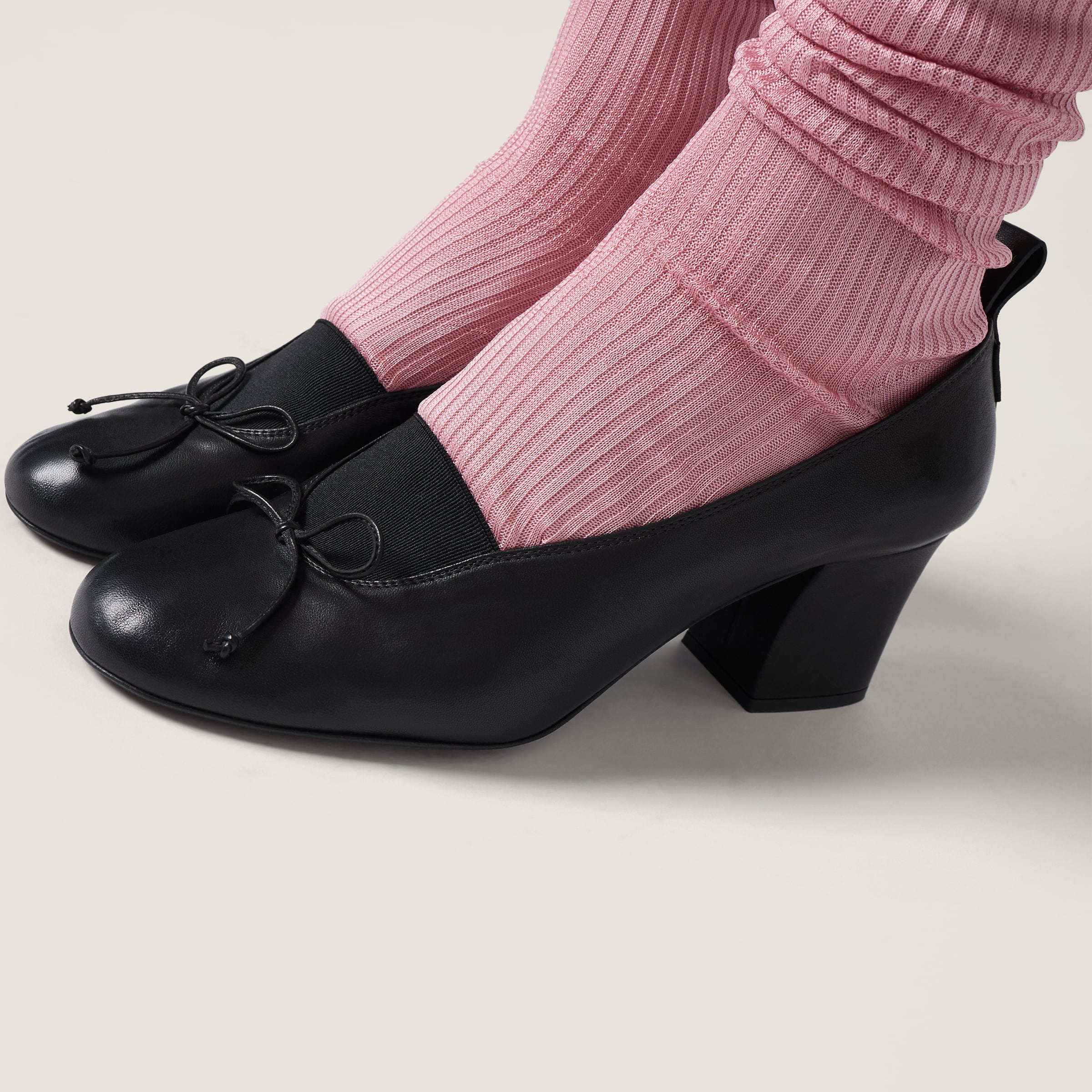 Black Élan Nappa Leather Pumps | Miu Miu