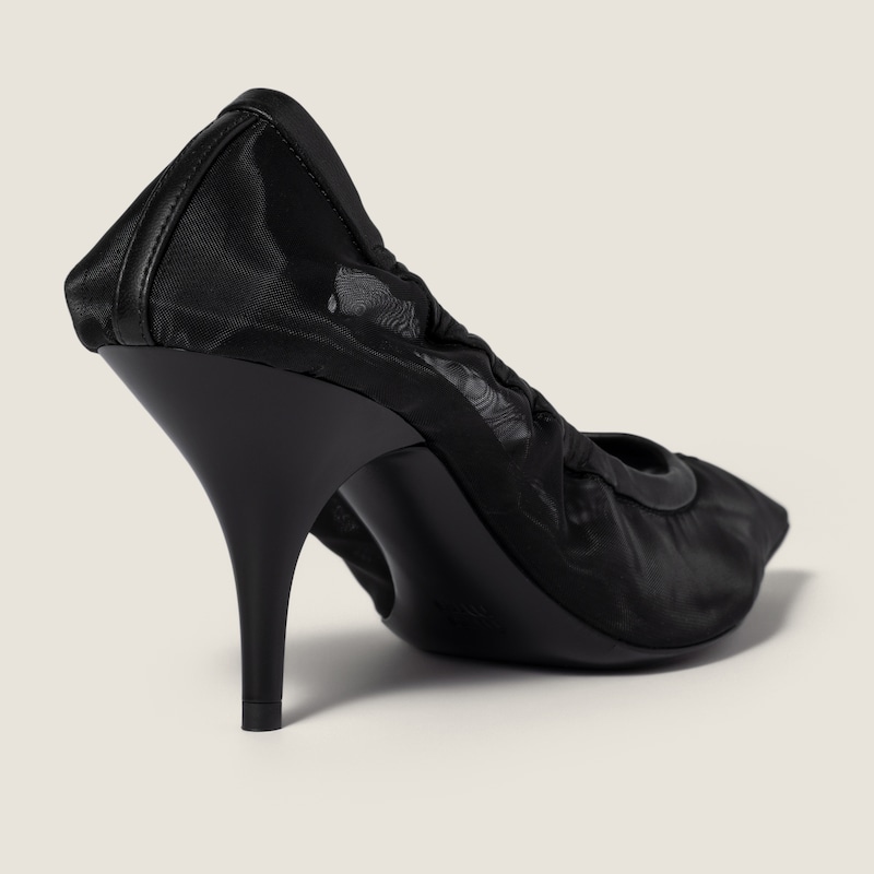 Ruches mesh fabric pumps