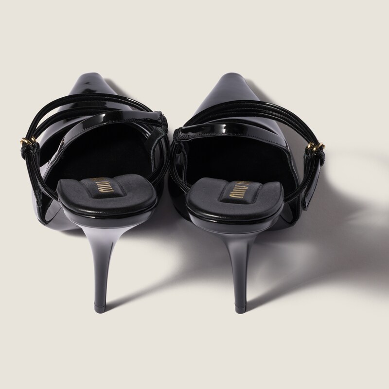 Patent leather slingback pumps