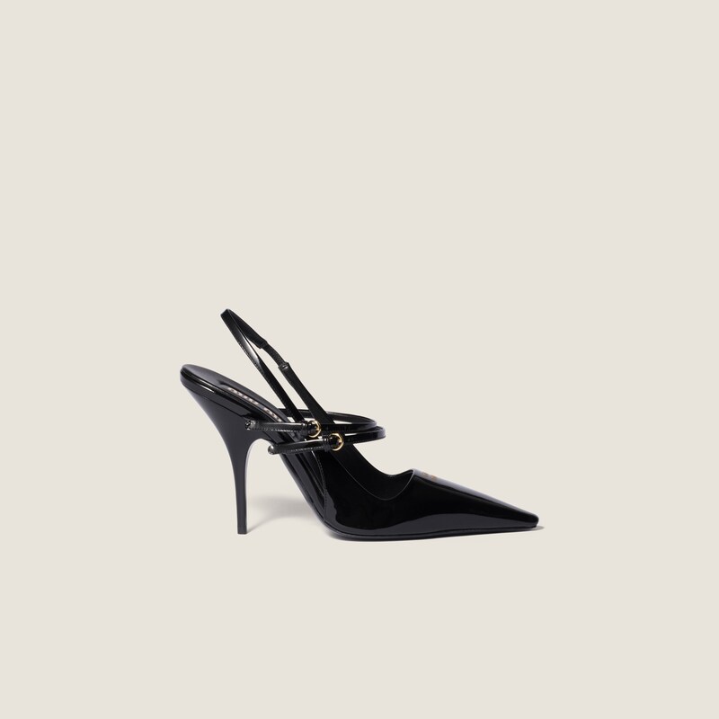Patent leather slingback pumps