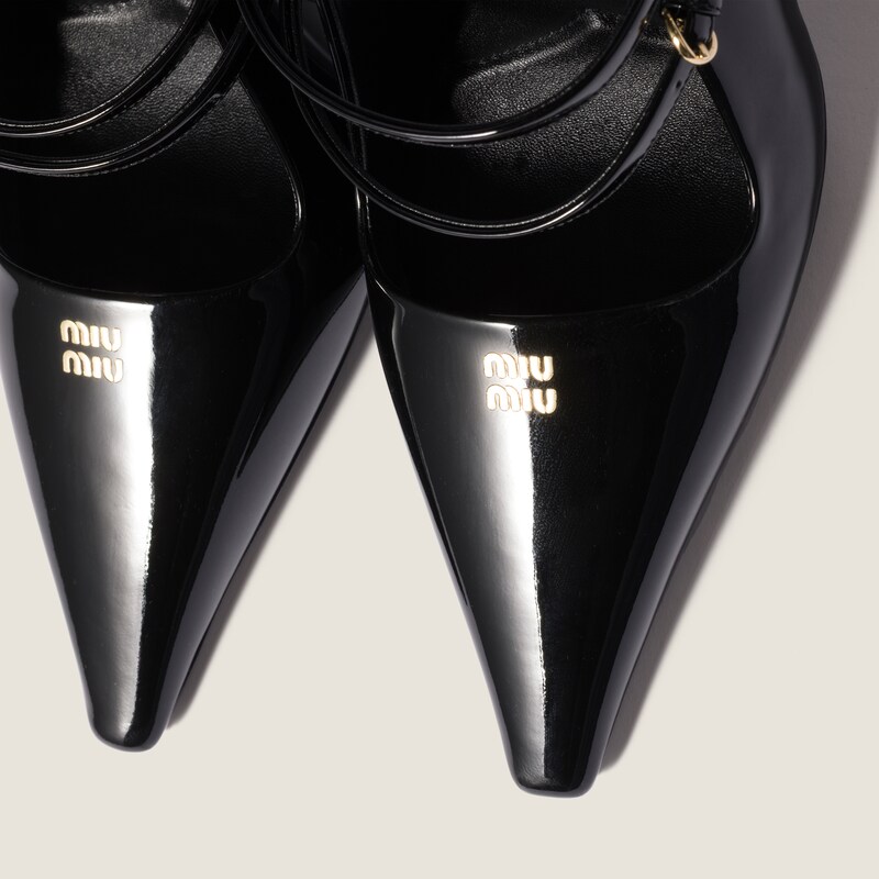 Patent leather slingback pumps