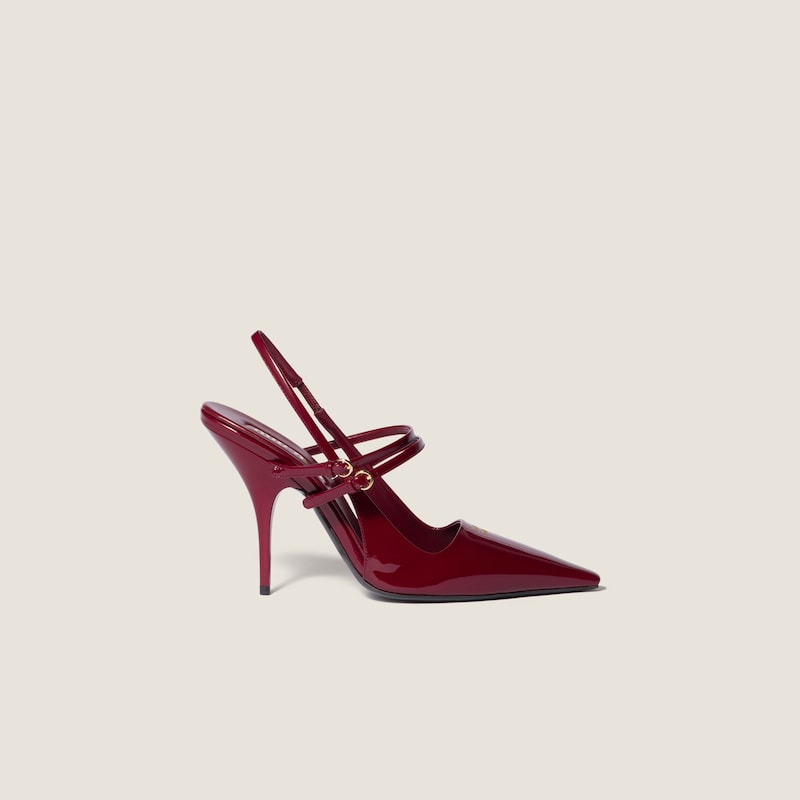 Patent leather slingback pumps
