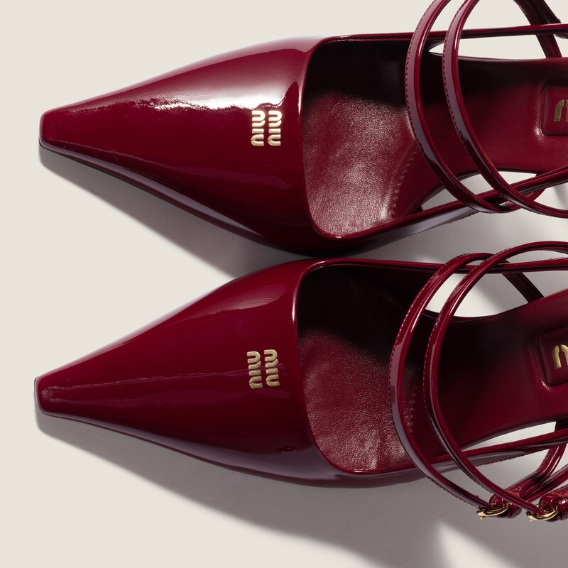 Patent leather slingback pumps