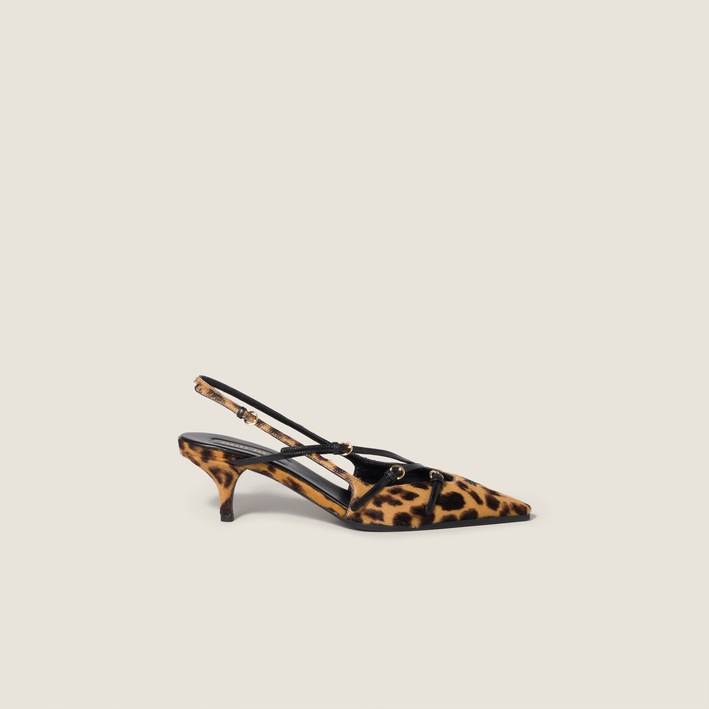 Miu Miu Printed leather slingback pumps