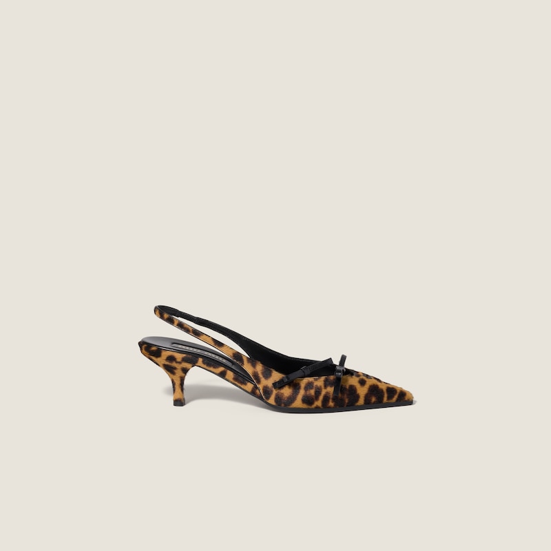Printed leather slingback pumps