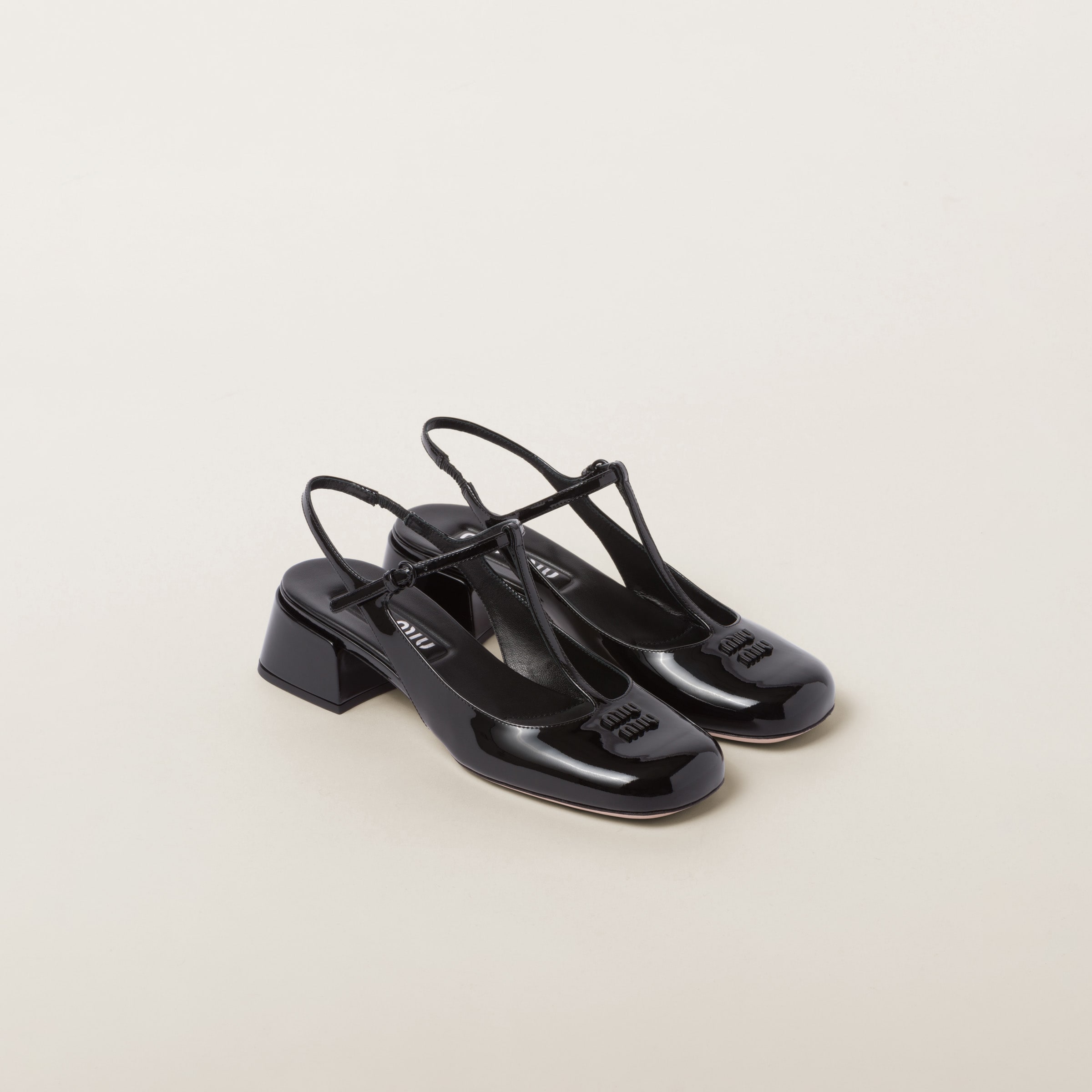 Black Patent Leather Slingback Pumps Miu Miu
