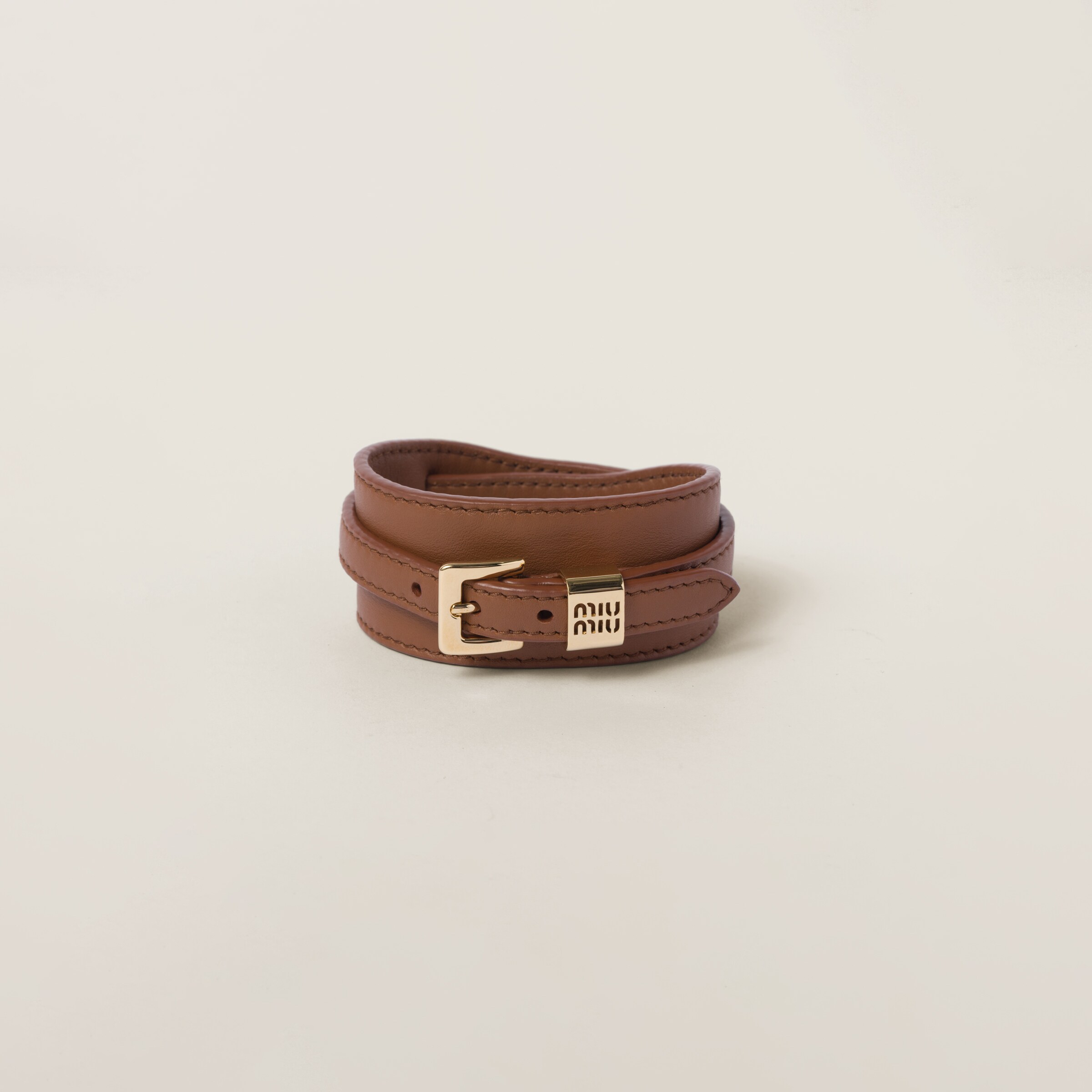 【送料&関税込】Miu Miu Brown Leather Bracelet Miu Miu Leather Bracelet In Brown | ModeSens