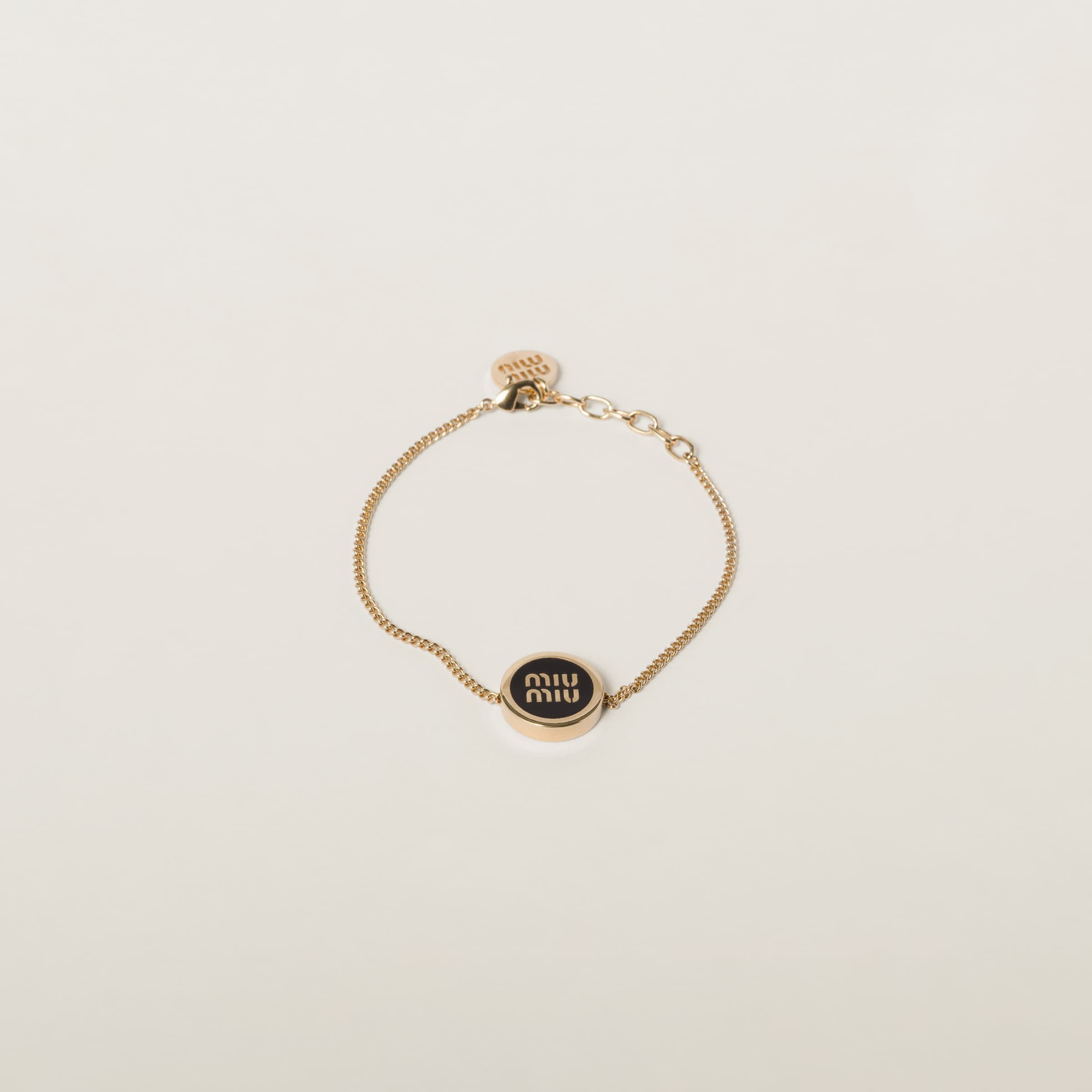 Miumiu Enameled Metal Bracelet In Black