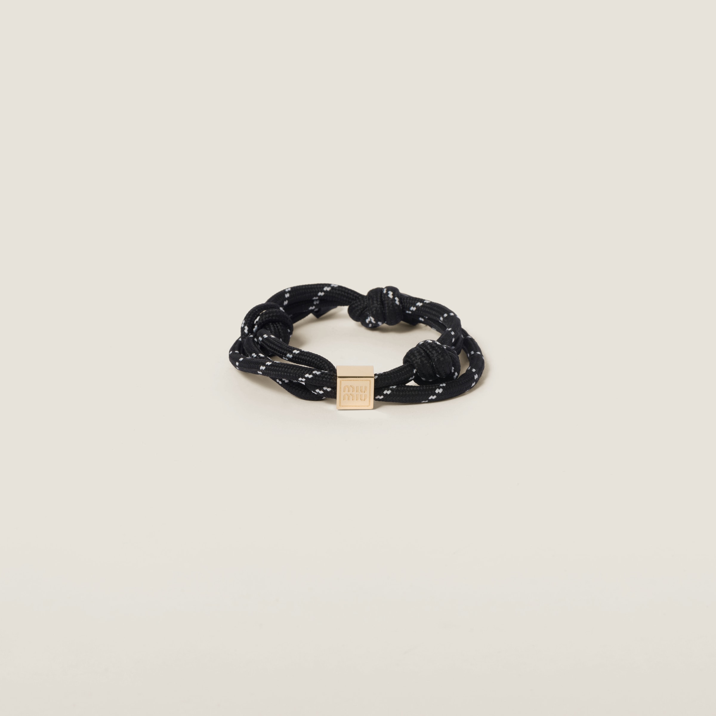 Miumiu Cord And Nylon Bracelet In Black