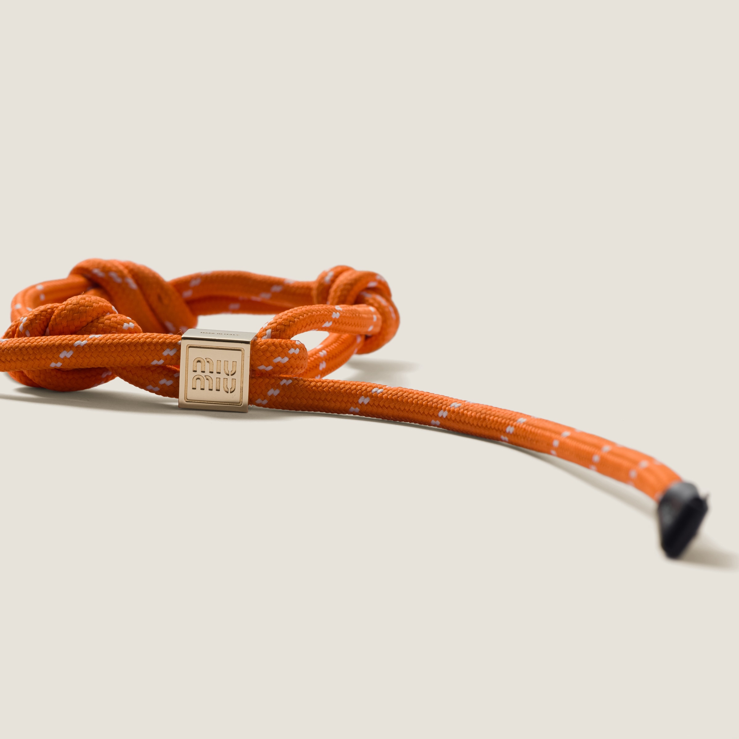 Shop Miumiu Cord And Nylon Bracelet In Orange