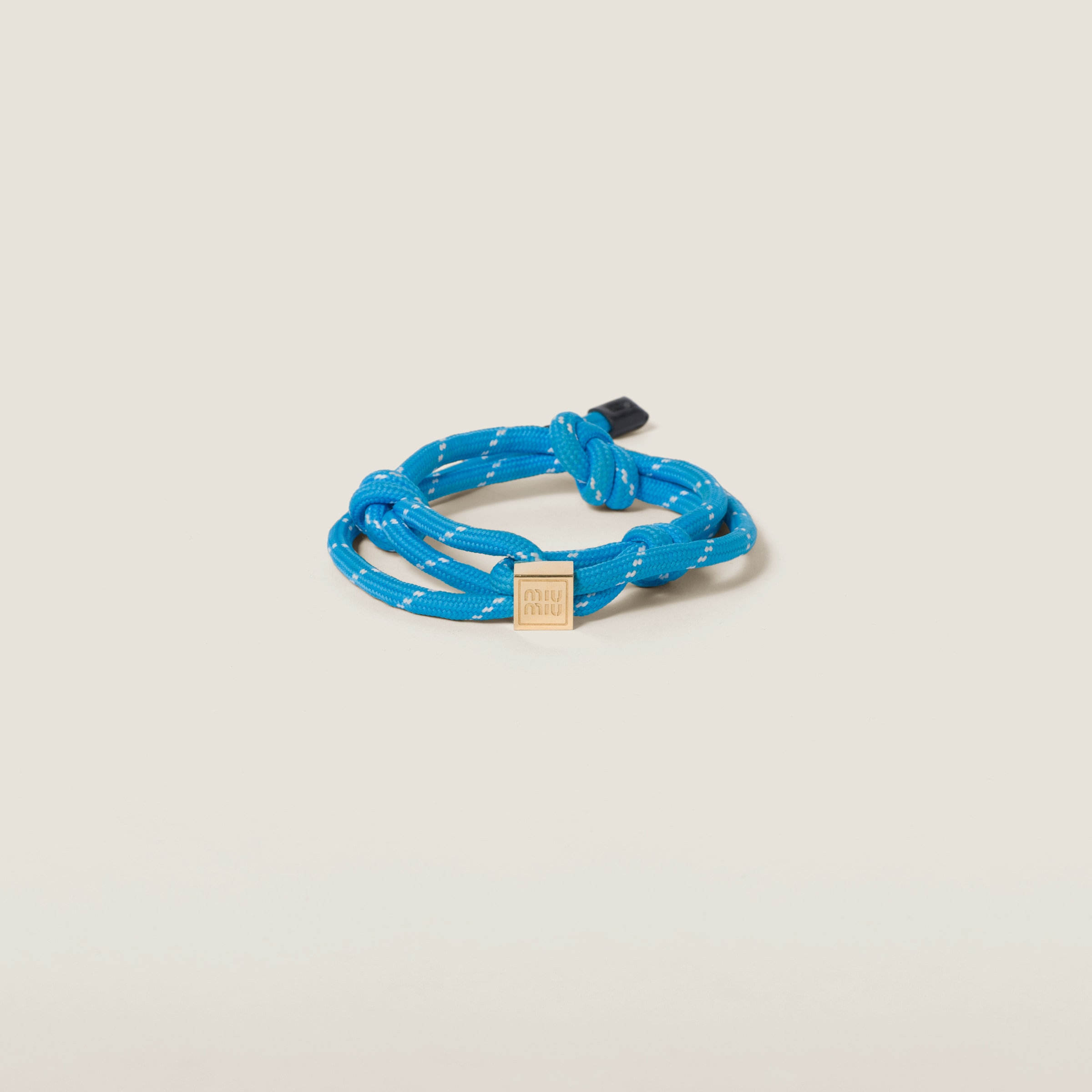 Miumiu Cord And Nylon Bracelet In Light Blue