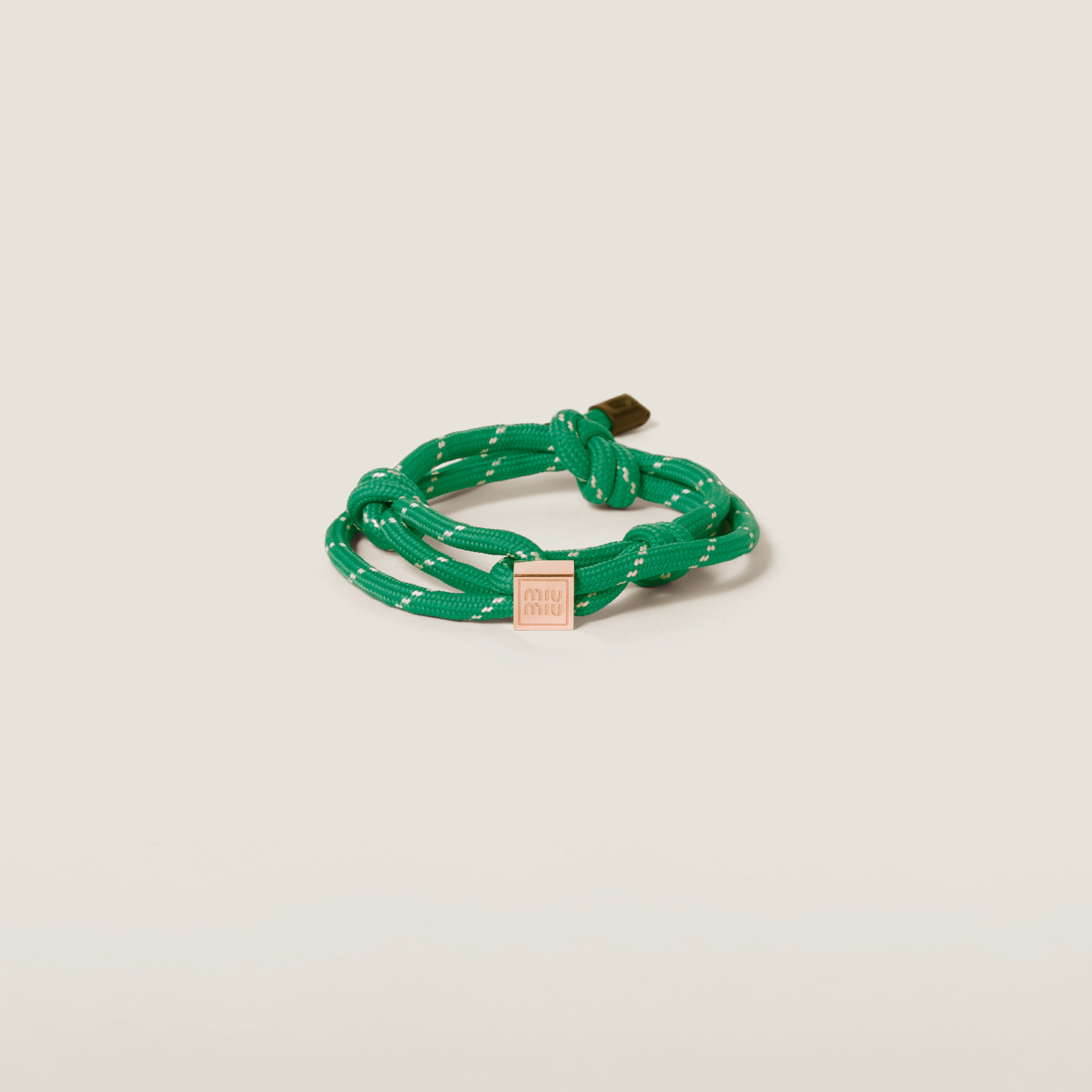 Miumiu Cord And Nylon Bracelet In Emerald Green