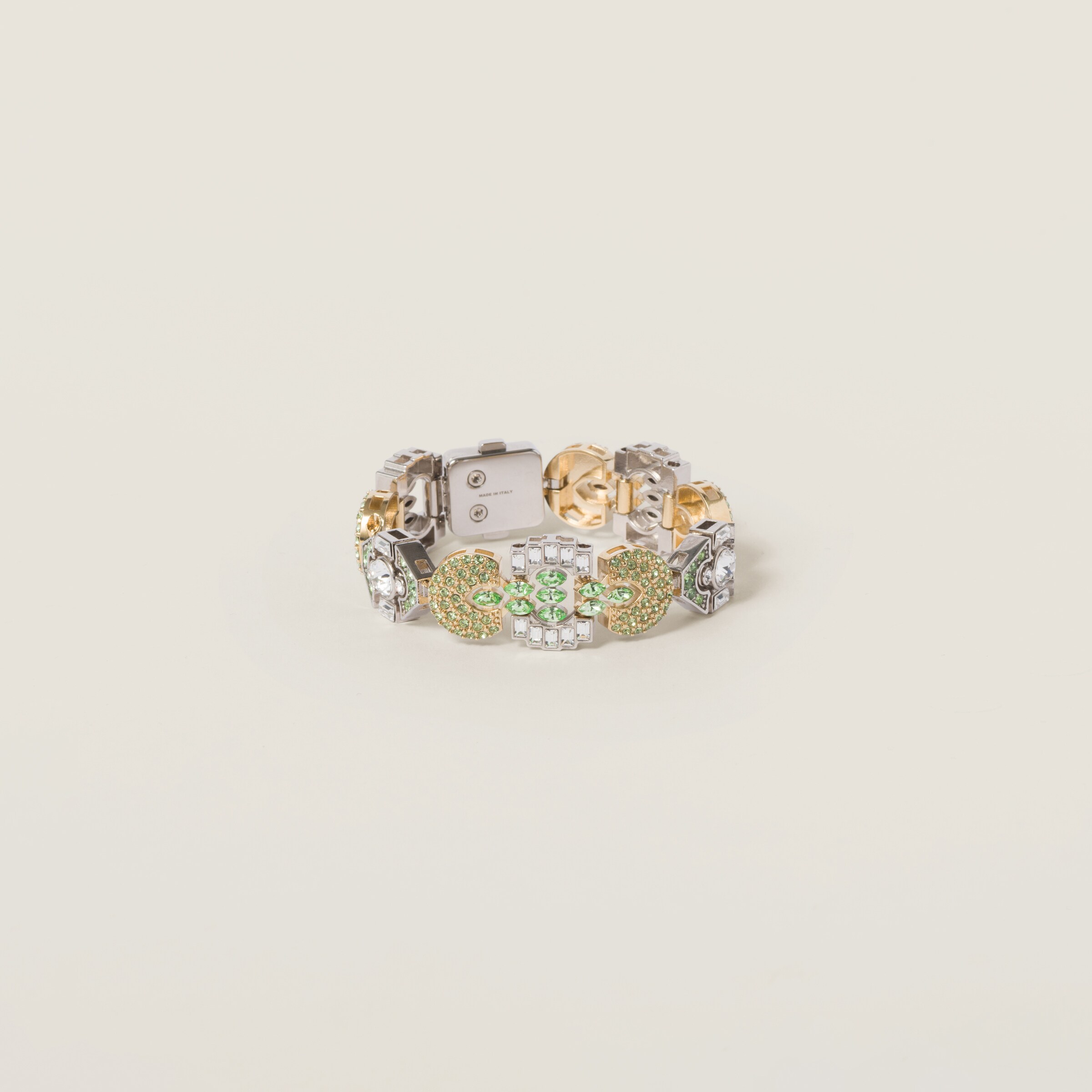 Miumiu Metal Bracelet With Crystals In Peridot