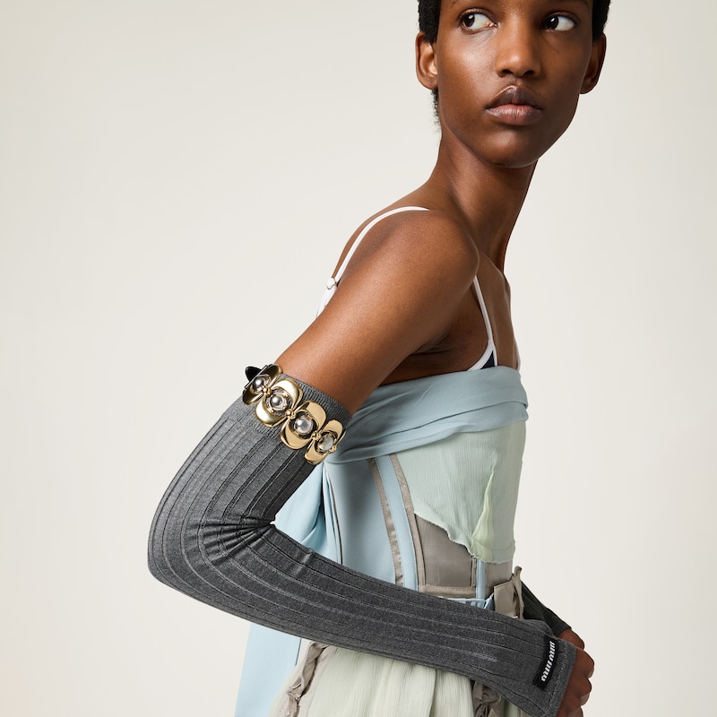 Leather and metal bracelet