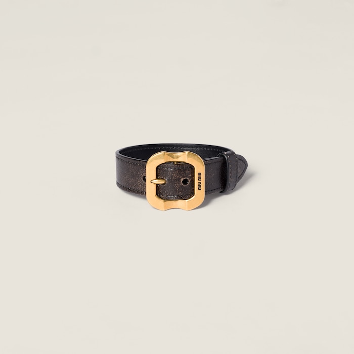 アクセサリー MIU MIU archive leather bracelet Miu Miu Gold Heart Charm Leather Bracelet – Alex Maxamenko