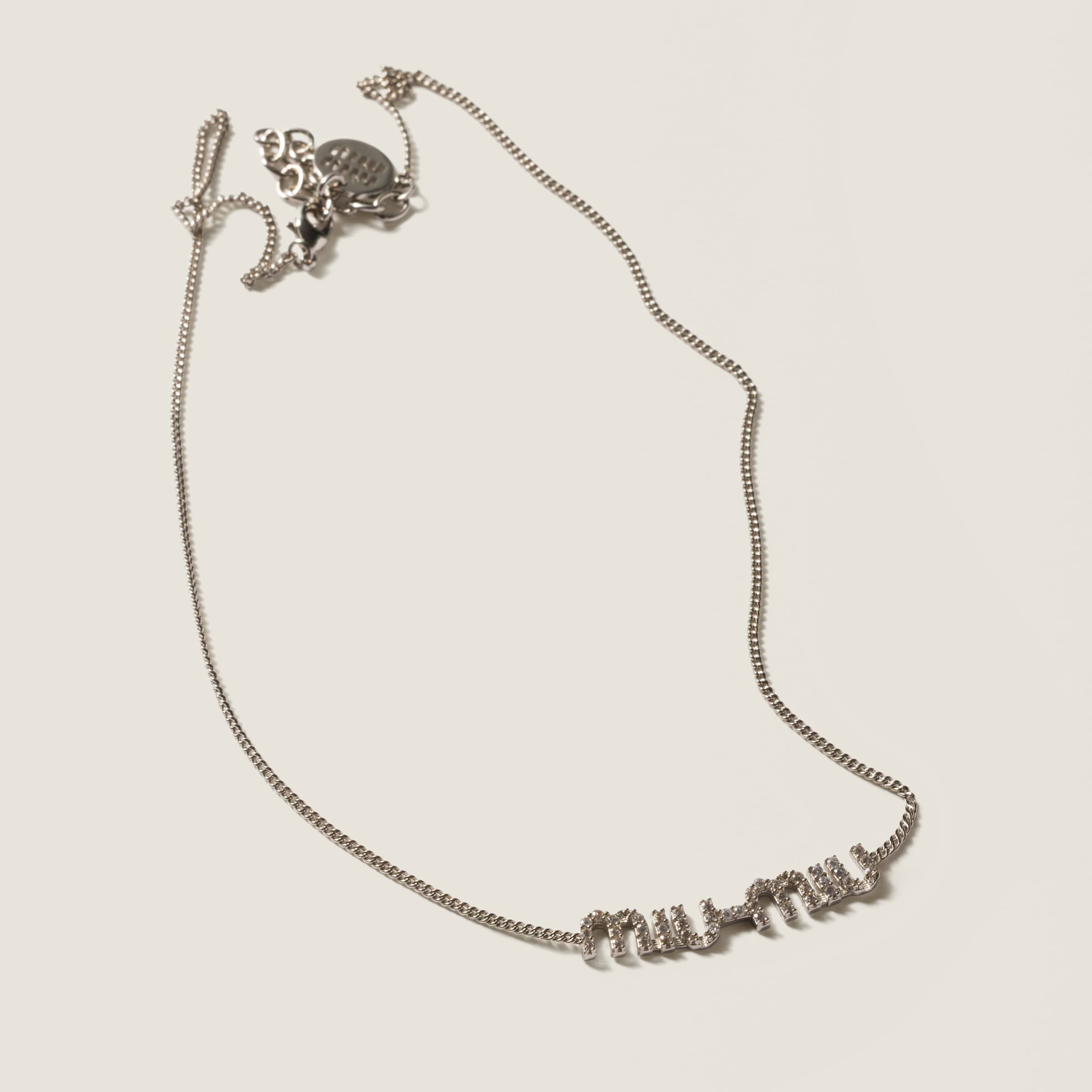 Miu Miu Necklace Steel Crystal クリスタルメタルネックレス Miu Miu Necklace Steel Crystal クリスタルメタルネックレス