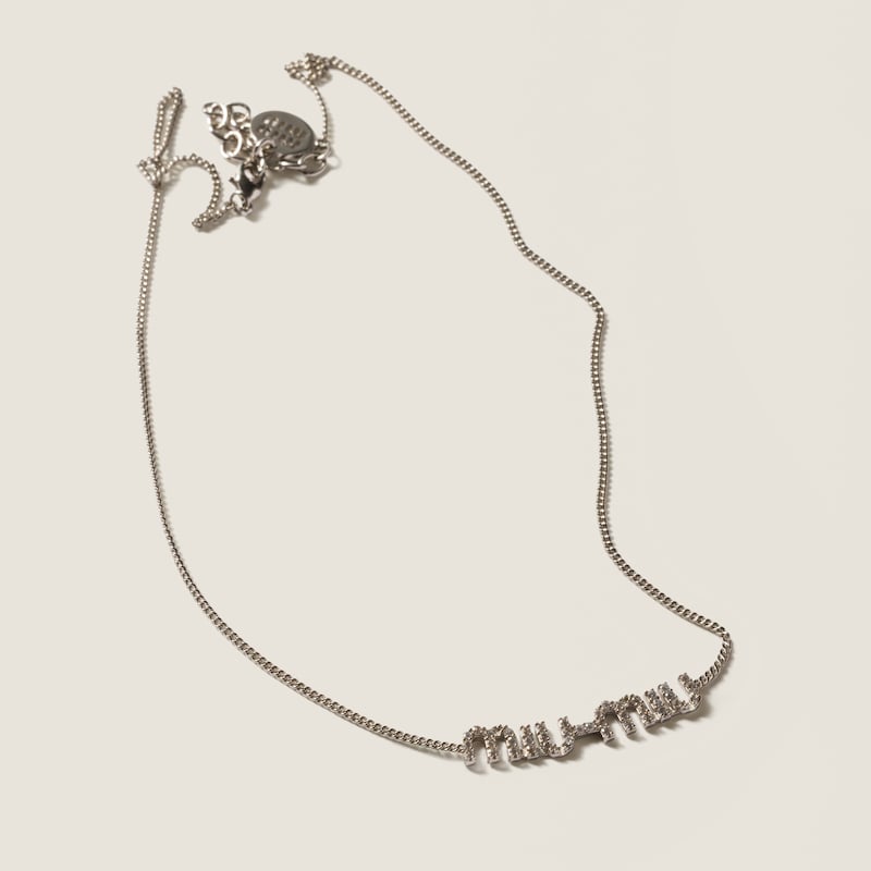 Metal necklace with crystals