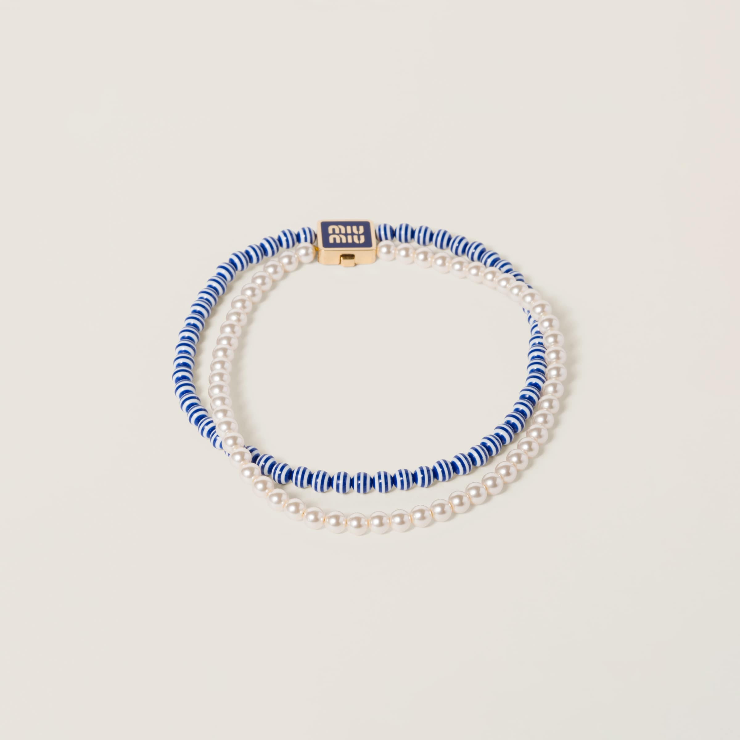 Miumiu Metal And Synthetic Pearl Choker In Gold